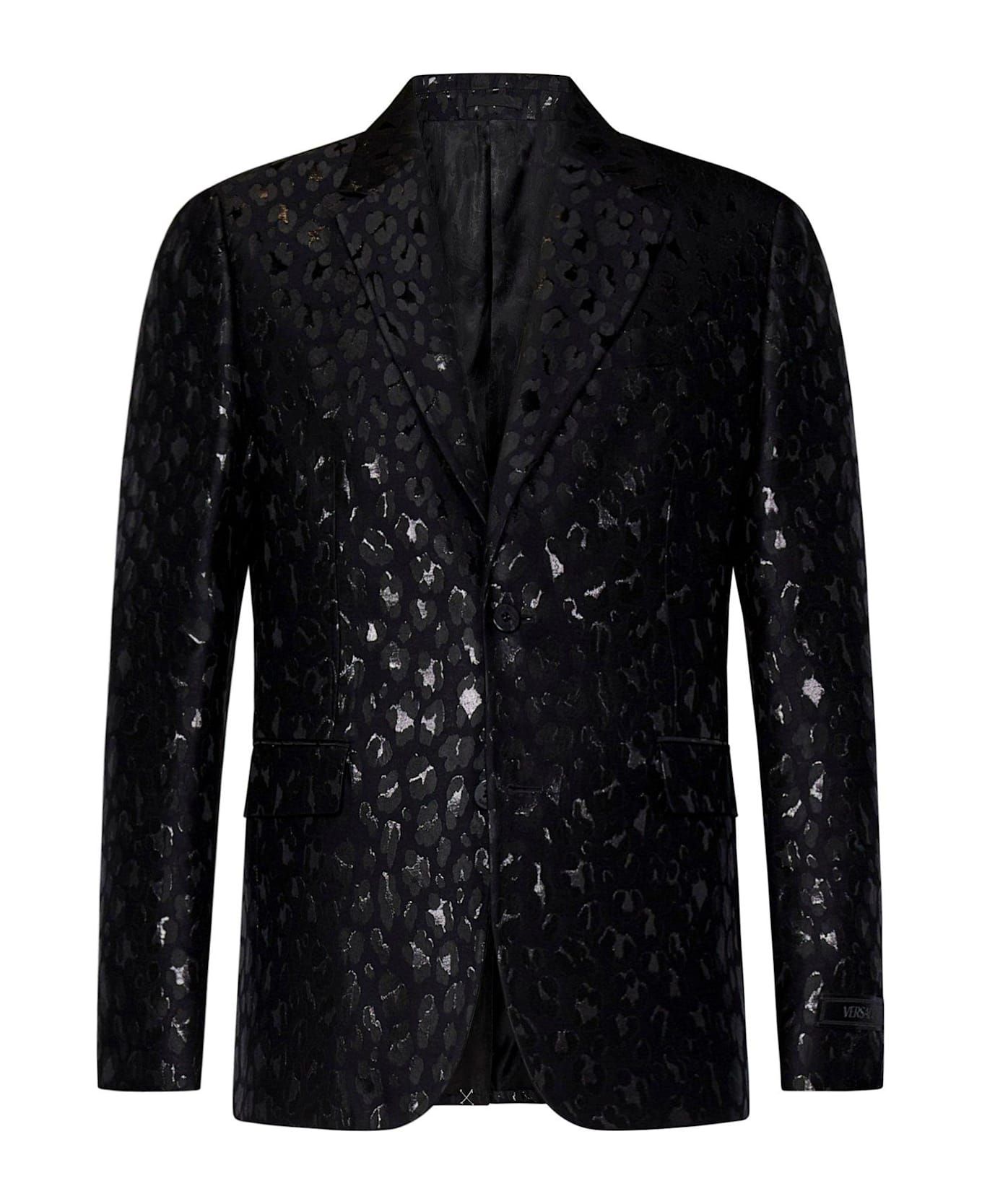 Versace Pattern-printed Single-breasted Tailored Blazer - Black