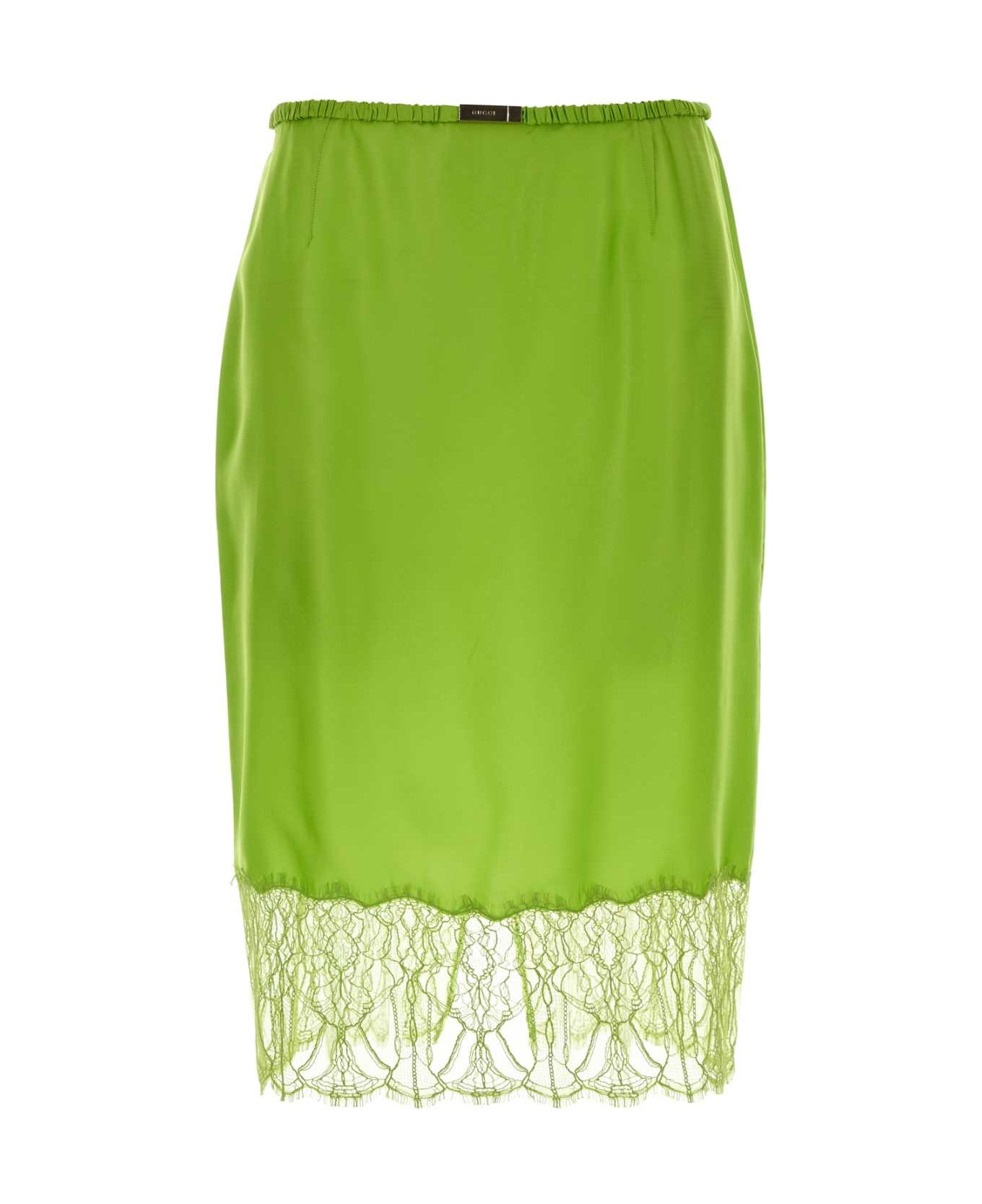 Gucci Fluo Green Satin Skirt - BRIGHTAPPLE