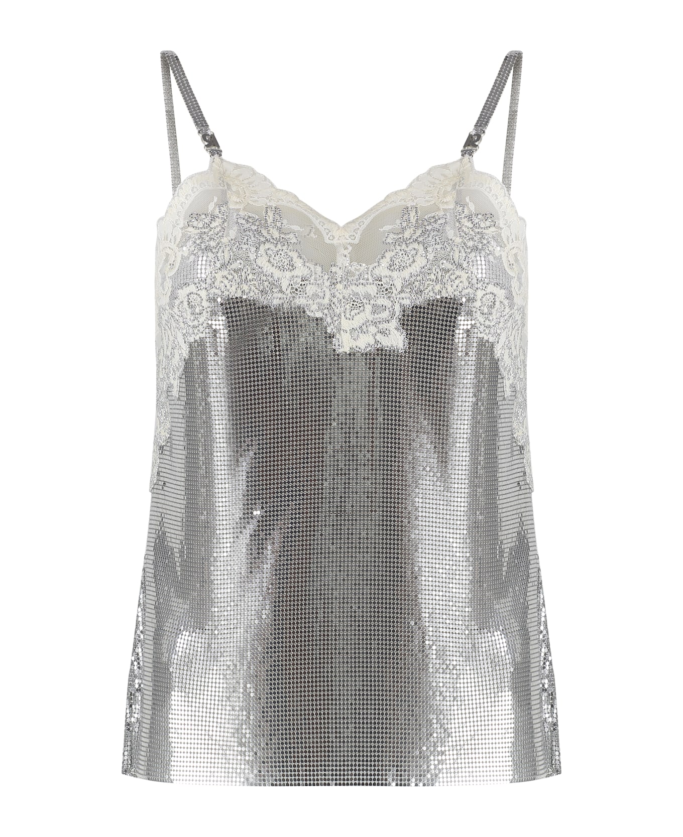 Paco Rabanne Open-knit Top - Silver