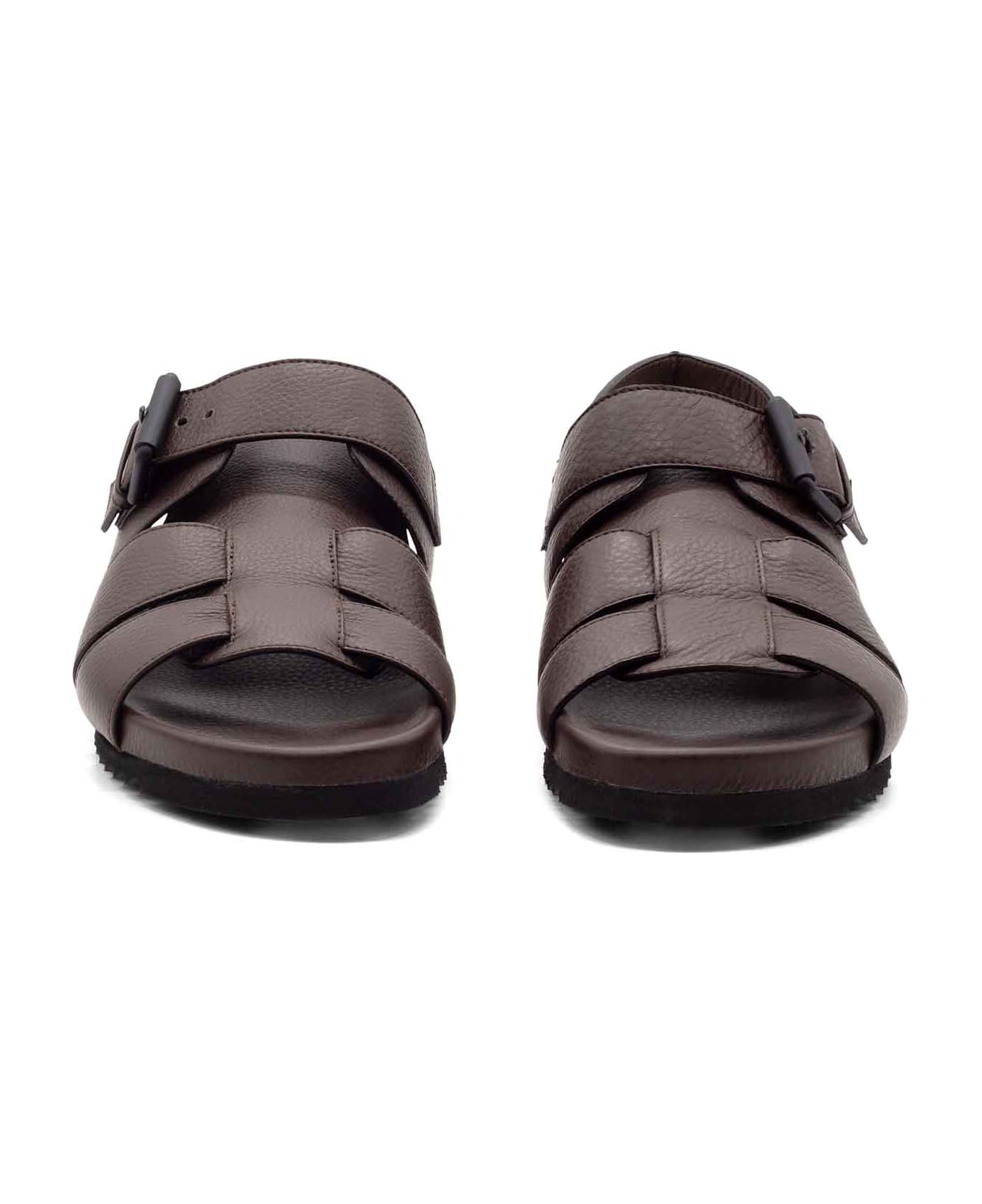 Vic Matié Men's Brown Leather Sandal - DARK BROWN