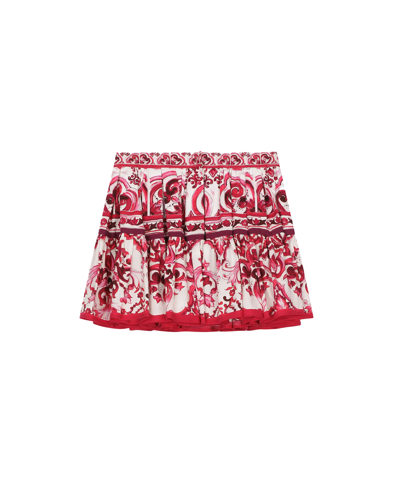 Dolce & Gabbana Short Skirt With Fuchsia Majolica Print - Pink