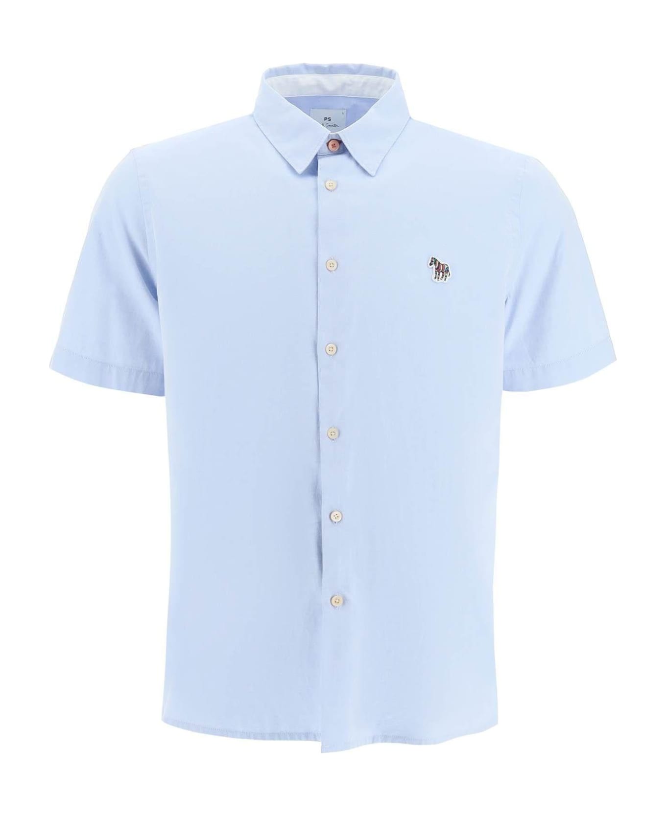 PS by Paul Smith Short Sleeve Shirt In Organic Cotton - Clear Blue