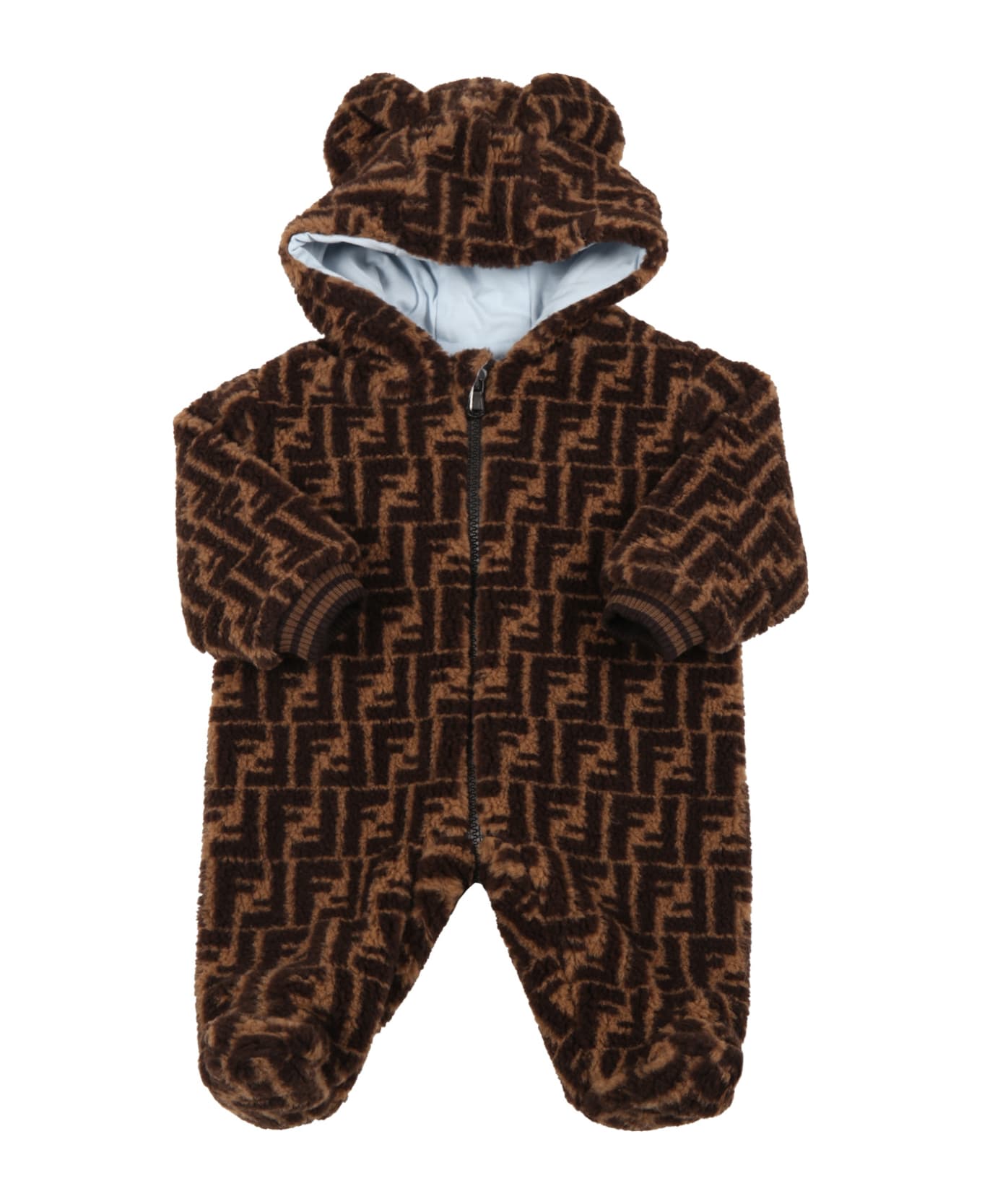 Fendi Brown Babygrow For Babies With Double Ff - Brown