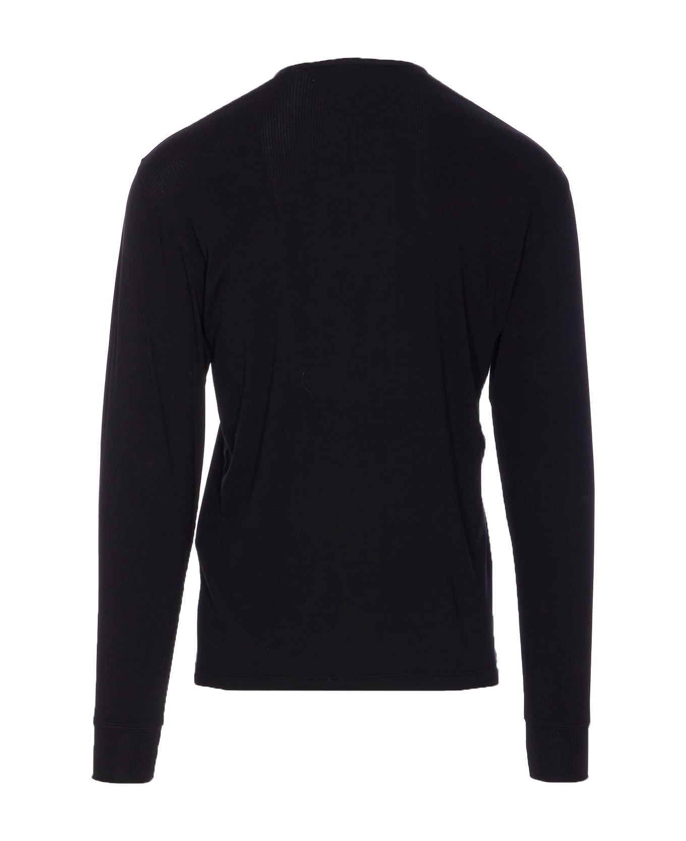 Tom Ford Ribbed Longsleeves Henley T-shirt - Black