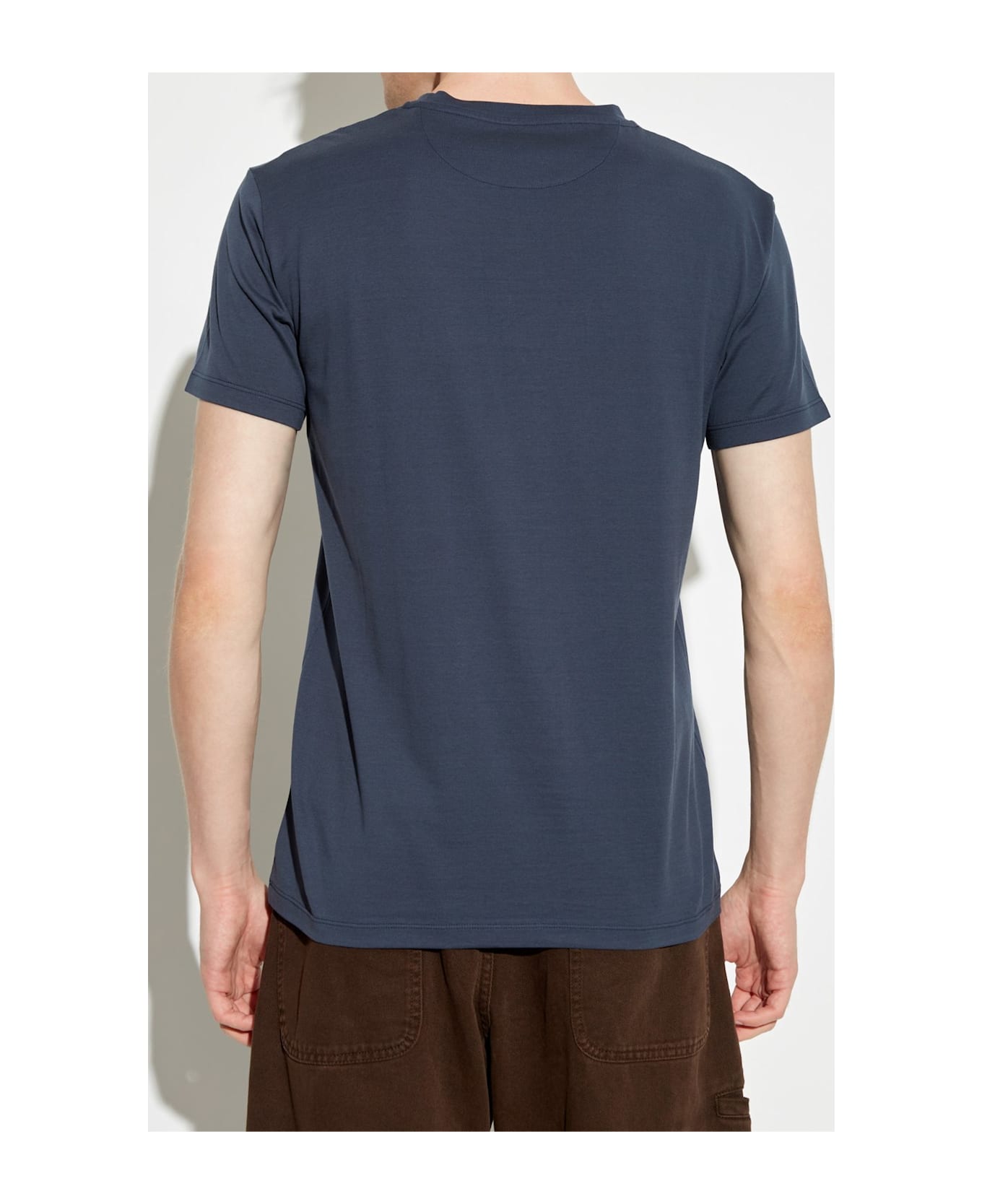 Fendi Logo Embroidered Short-sleeved T-shirt - Blue