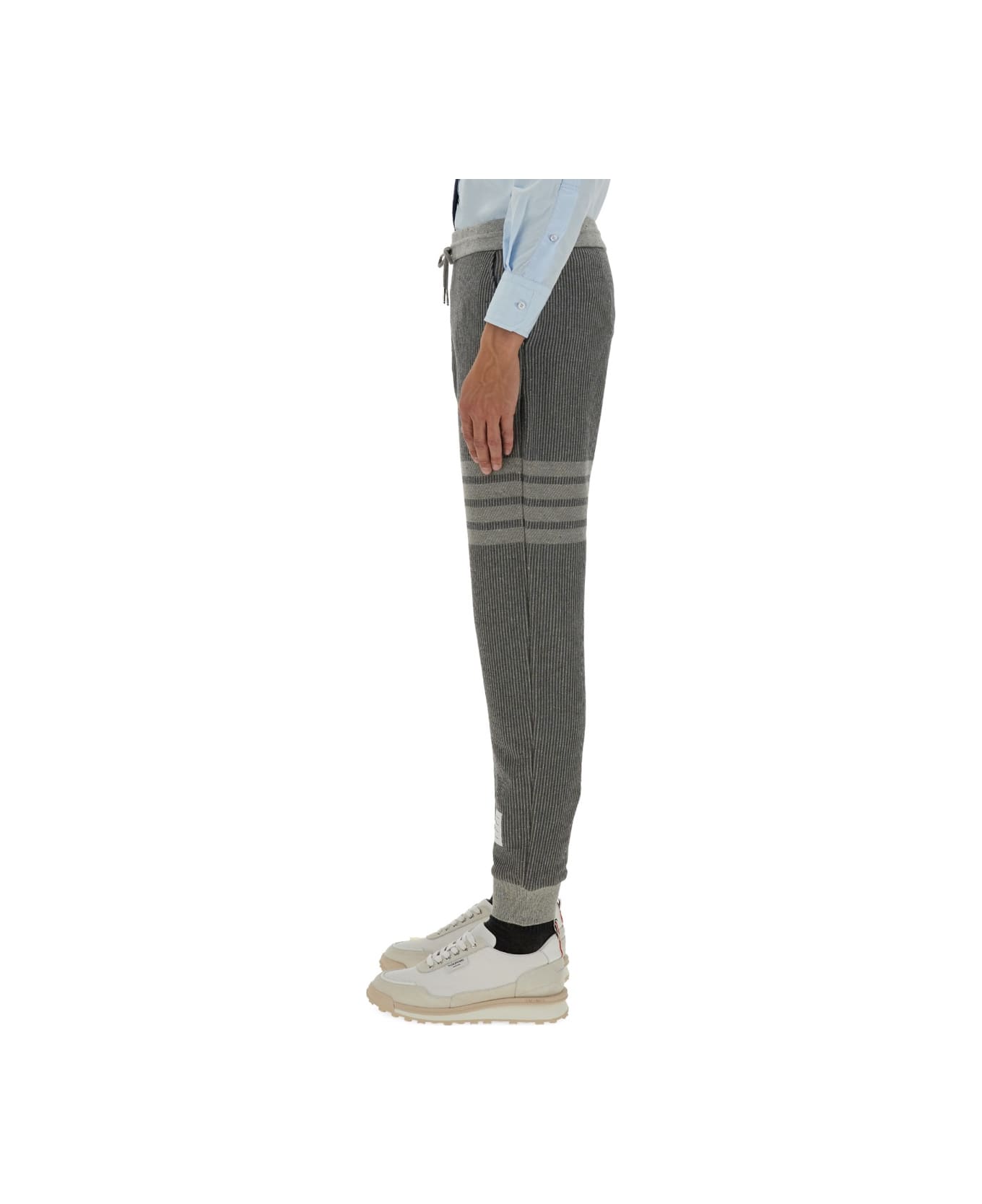 Thom Browne Cotton And Silk Pants - GREY