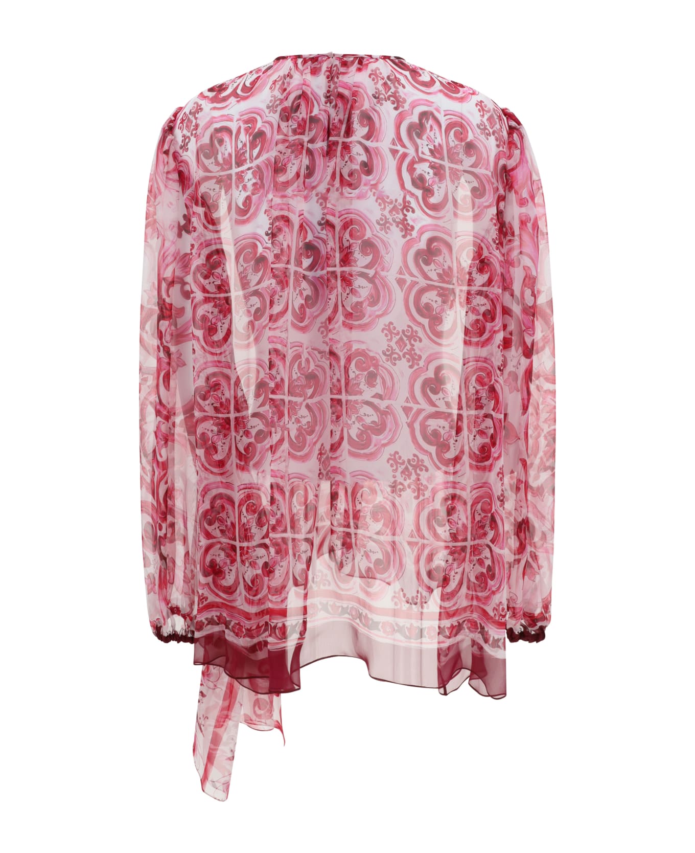 Dolce & Gabbana Majolica Print Belted Blouse - Tris Maioliche Fuxia