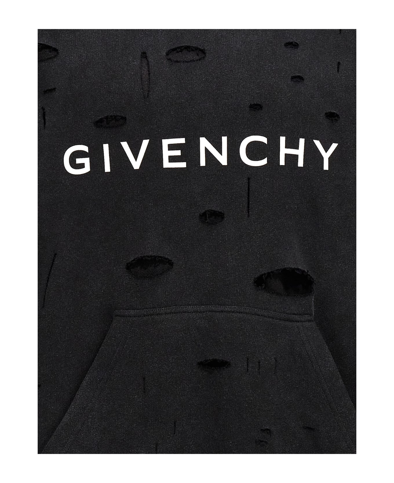 Givenchy Logo Hole Hoodie - Black フリース