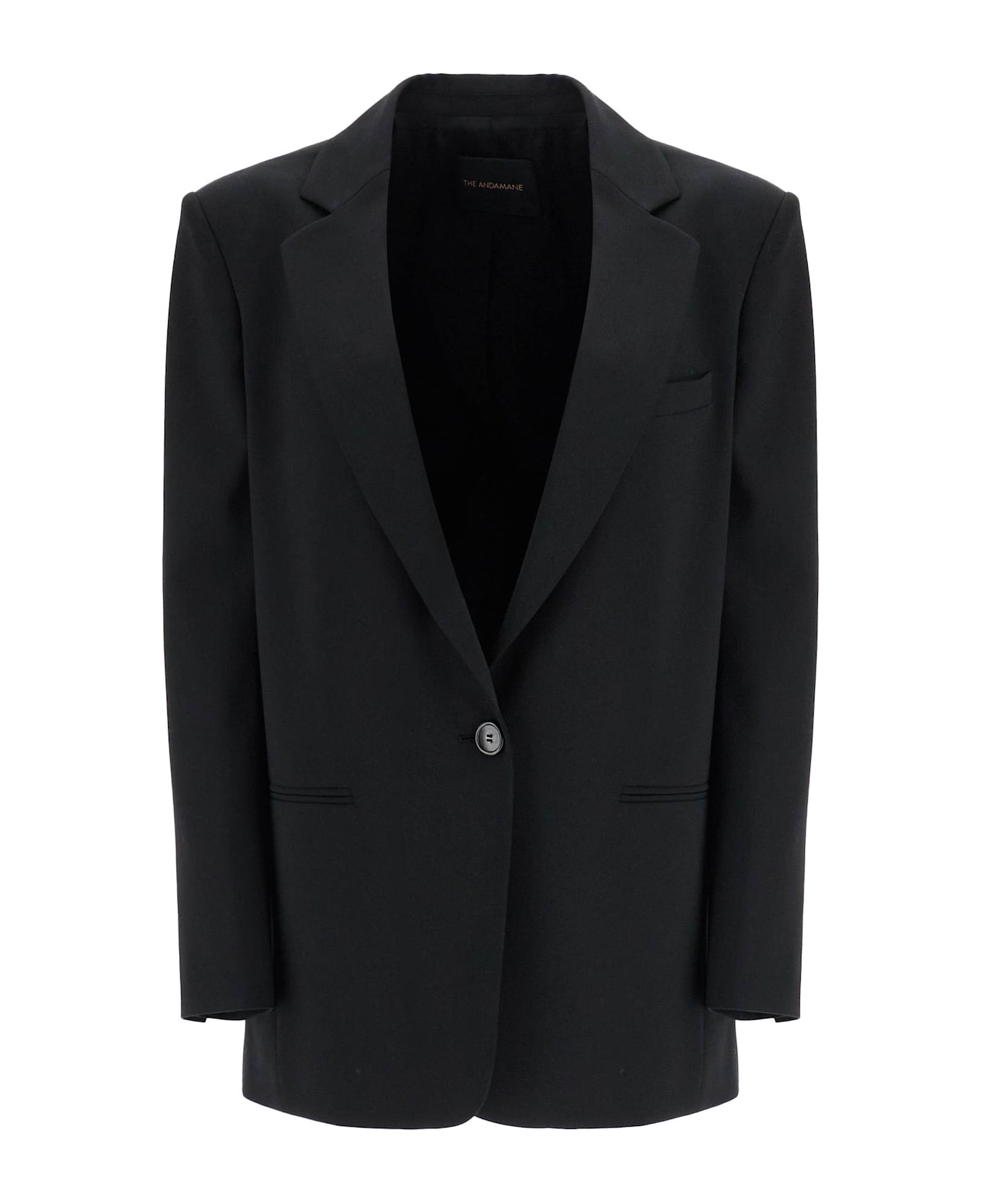 The Andamane Blazer In Poliestere E Lana Nero Oversize Monopetto Con Scollo A V - BLACK (Black)