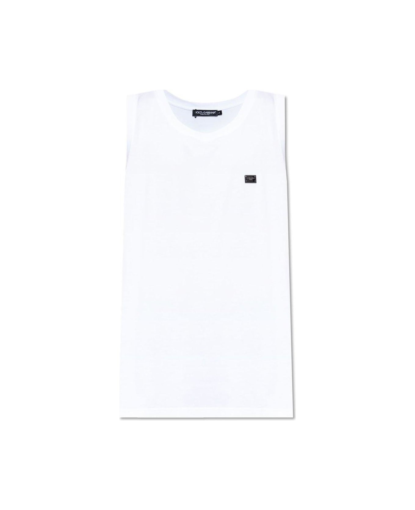 Dolce & Gabbana Logo Tag Oversize Singlet - BIANCOOTTICO
