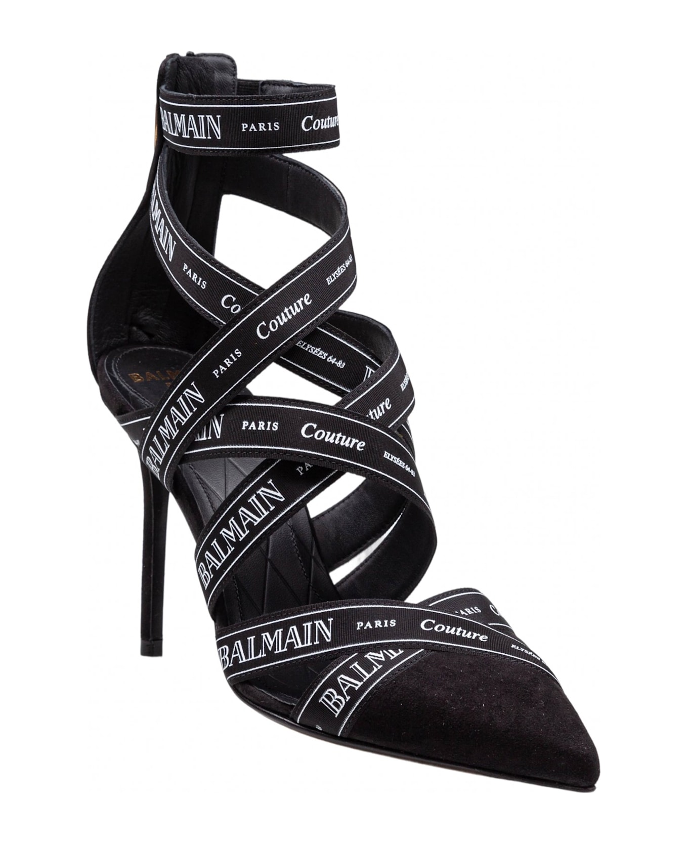 Balmain Balmain Ribbon Suede Pump Couture Sandal - Noir