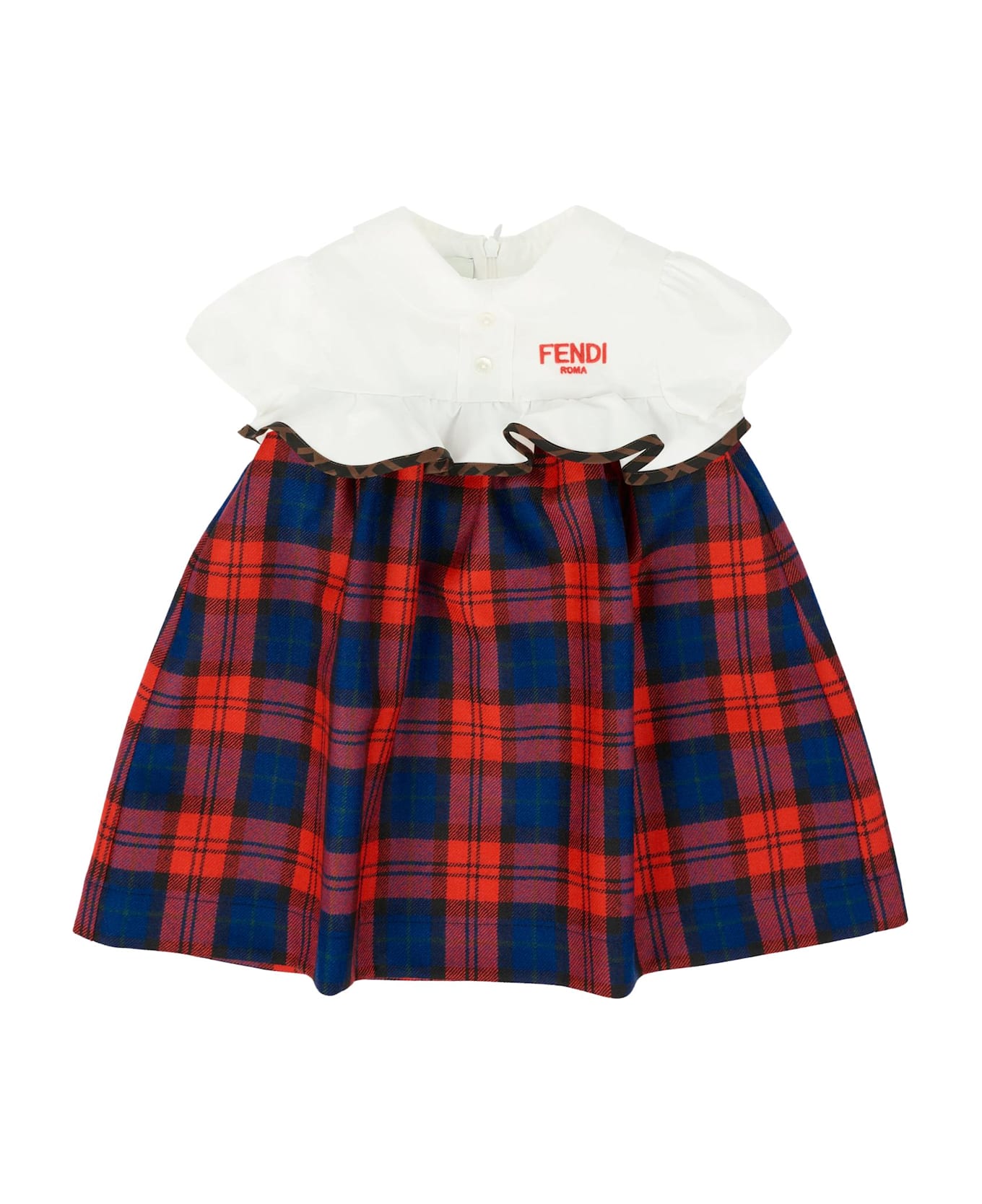 Fendi Red Dress For Baby Girl With Logo - Red