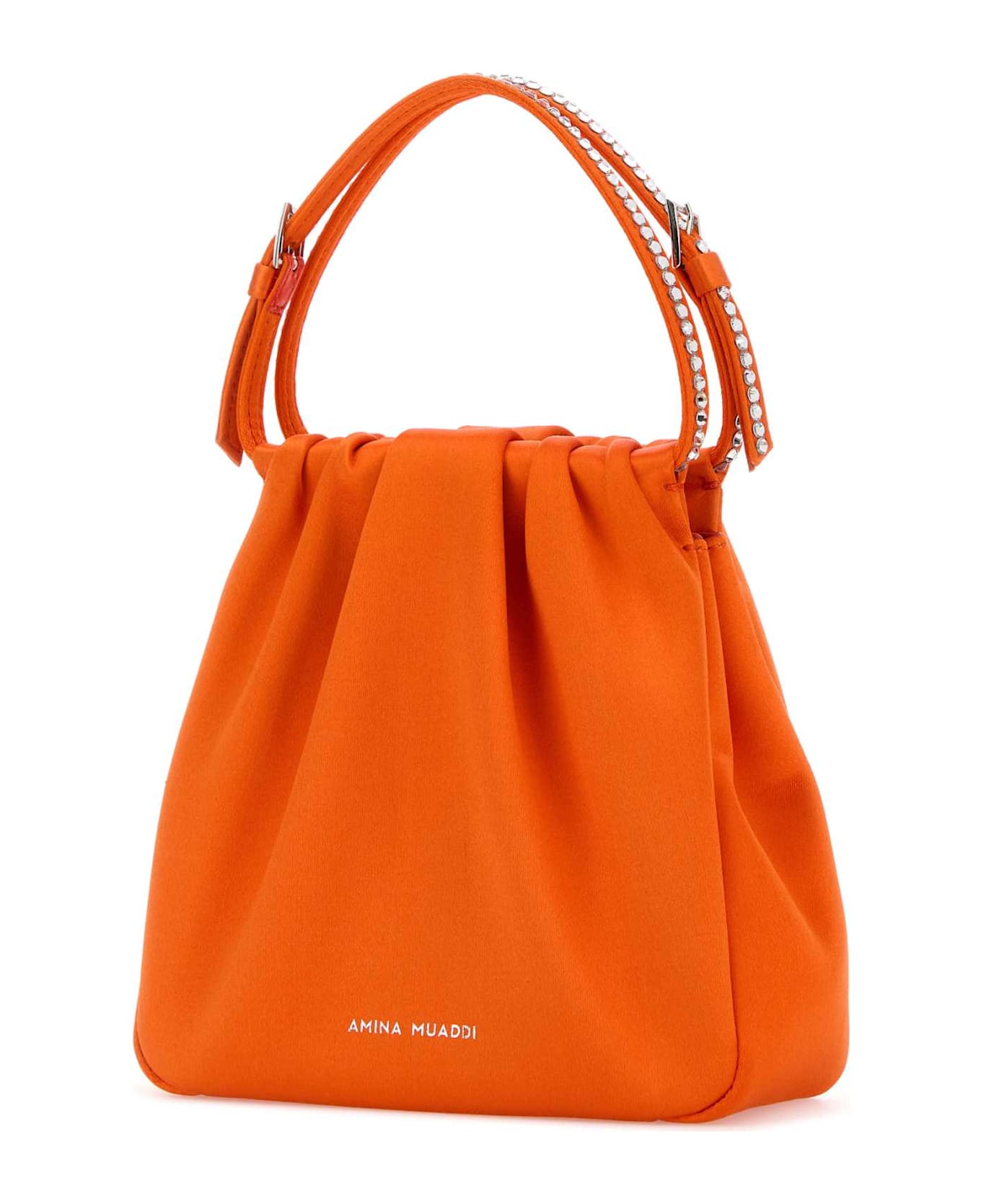Amina Muaddi Orange Satin Vittoria Crystal Handbag - SATINORANGEWHITECRYSTALS&SILVERHARDWARE