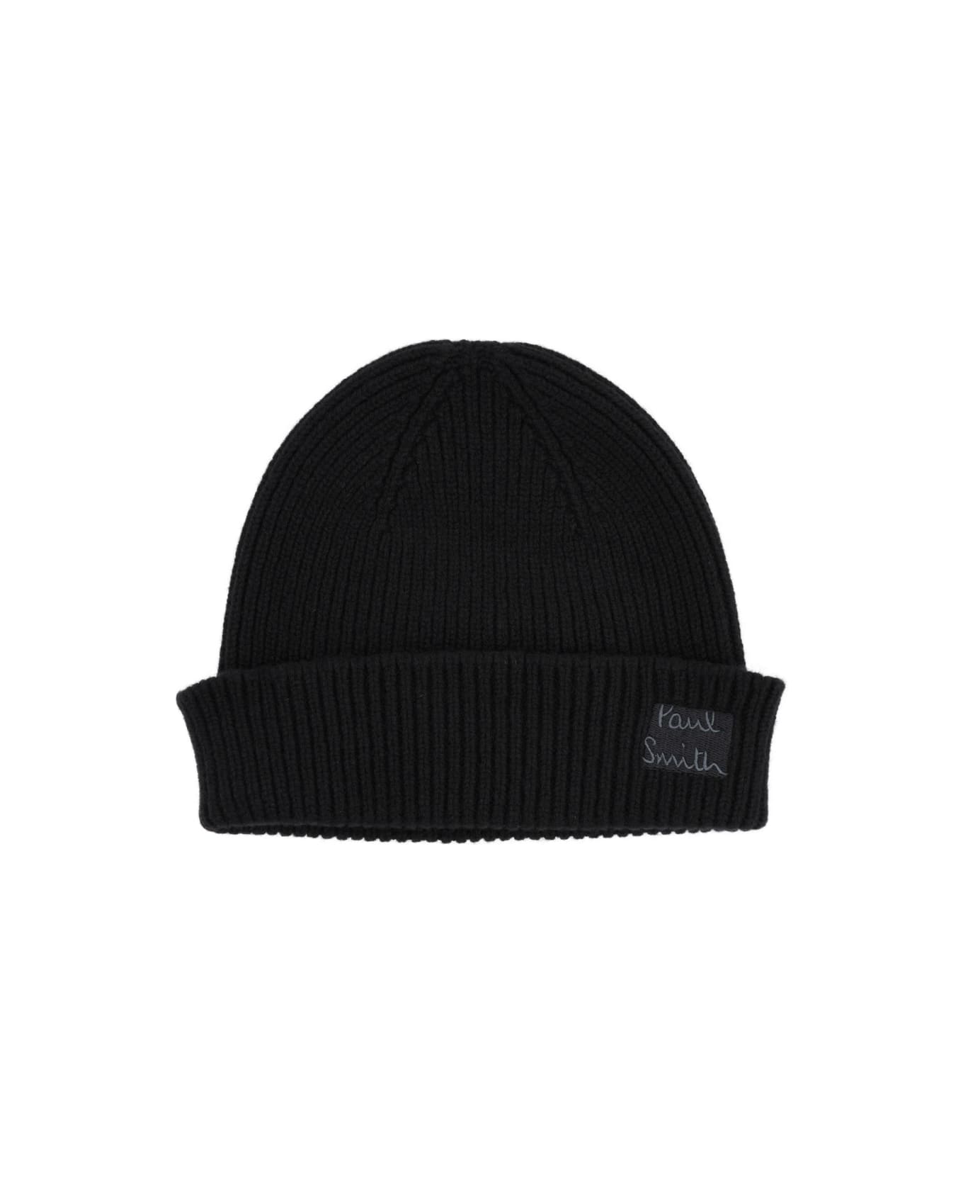 Paul Smith Cashmere And Wool Cap - BLACK