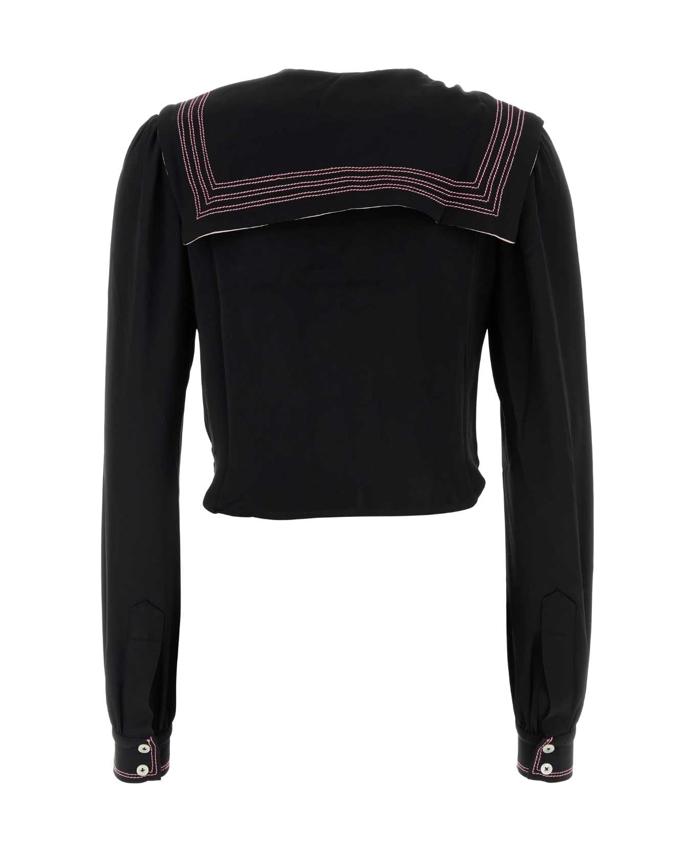 Bode Black Silk Seafarer Shirt - BLACK