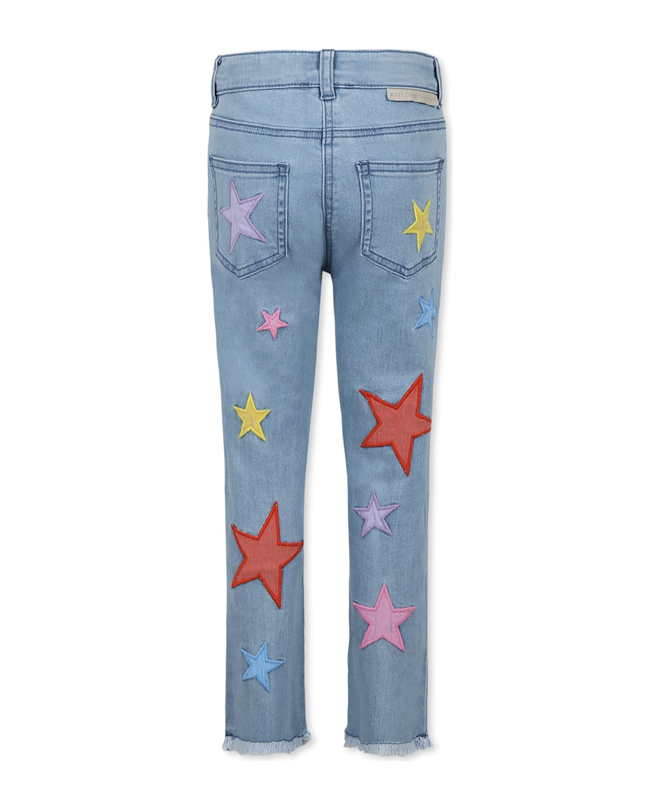 Stella McCartney Kids Light Blue Jeans For Girl With Stars - Denim