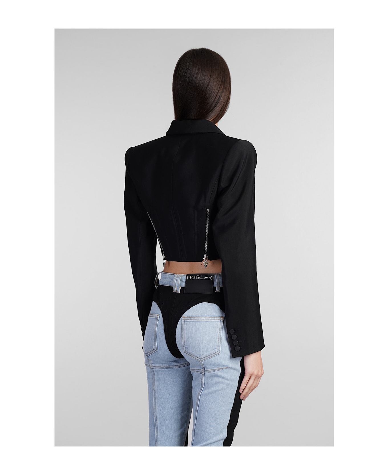 Mugler Casual Jacket In Black Wool - black