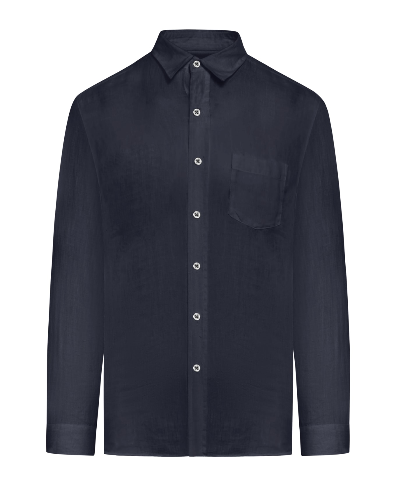 120% Lino Long Sleeve Regular Fit Men Shirt - Navy Blue
