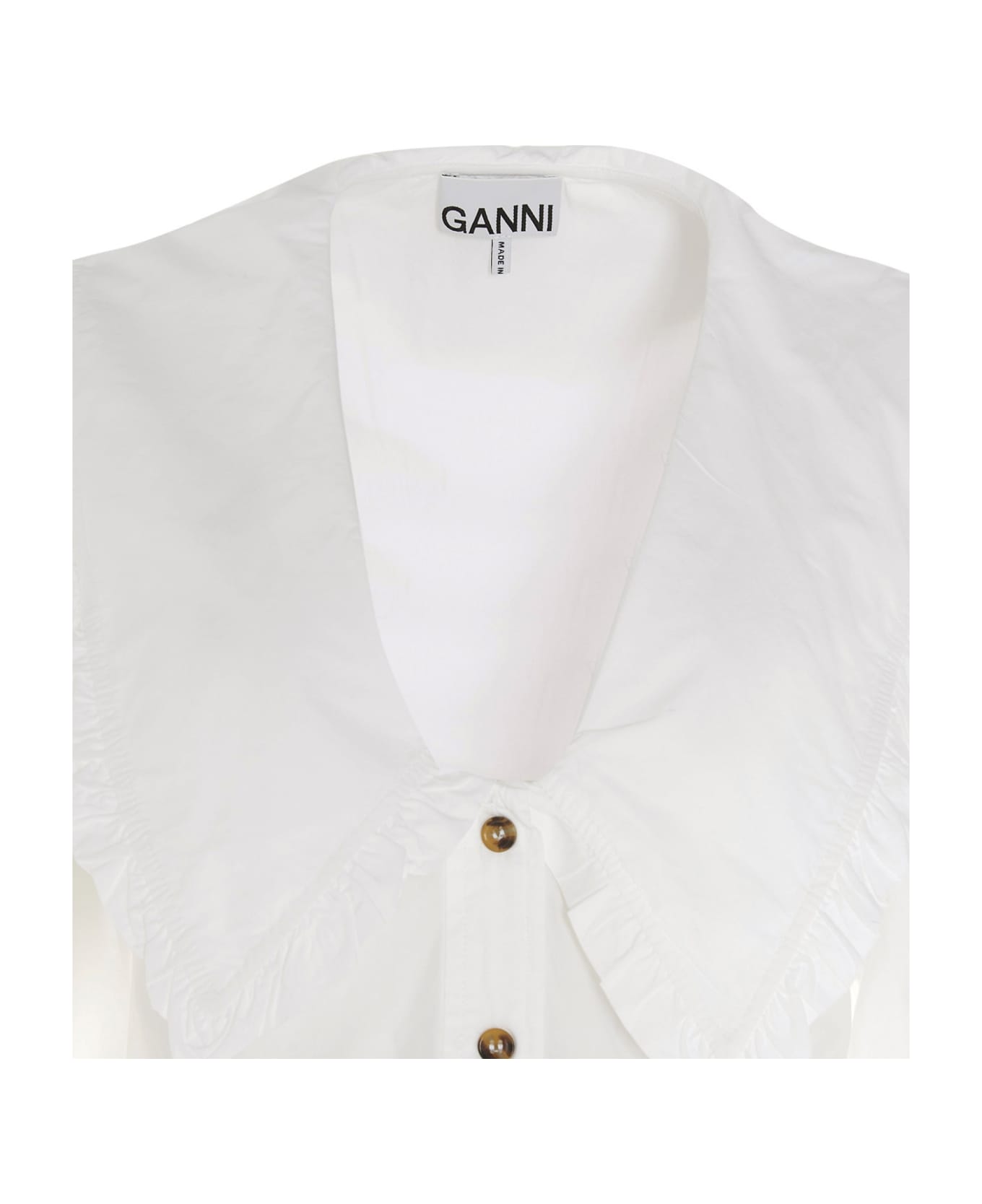 Ganni Wide Collar Shirt - White