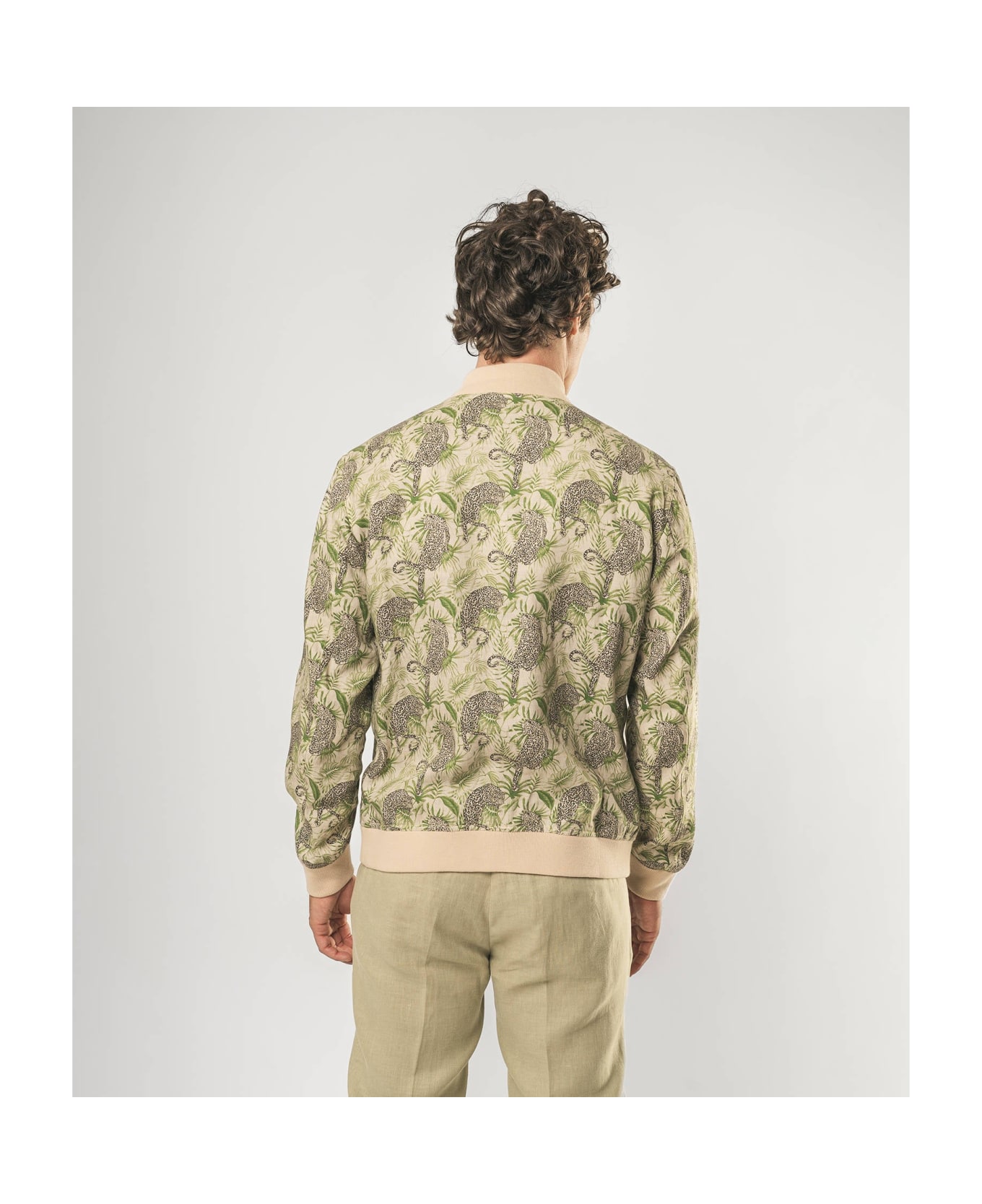 Larusmiani Bomber Cheetah Down Jacket - Green Cheetah
