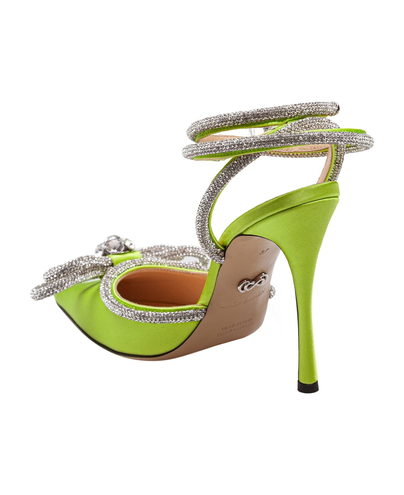 Mach 
Mach Satin Double Decollete With Rhinestone Bow - lime