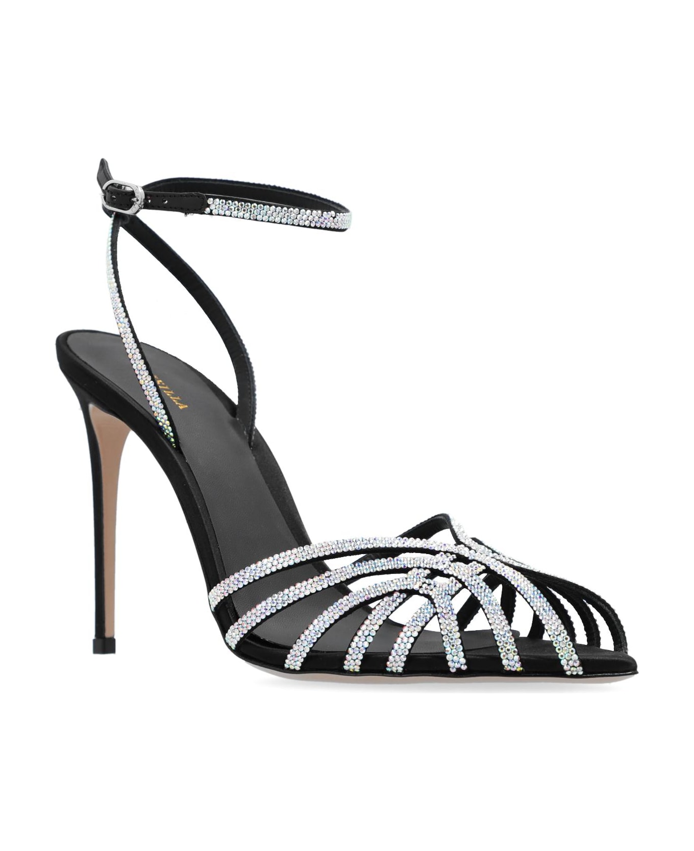 Le Silla 'bella' Heeled Sandals - NERO/CRYSTAL