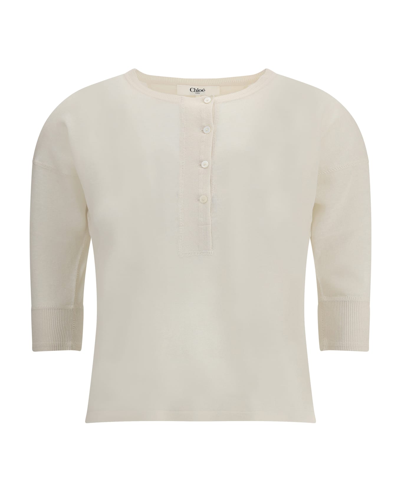 Chloé Linen Henley Long Sleeve Jersey