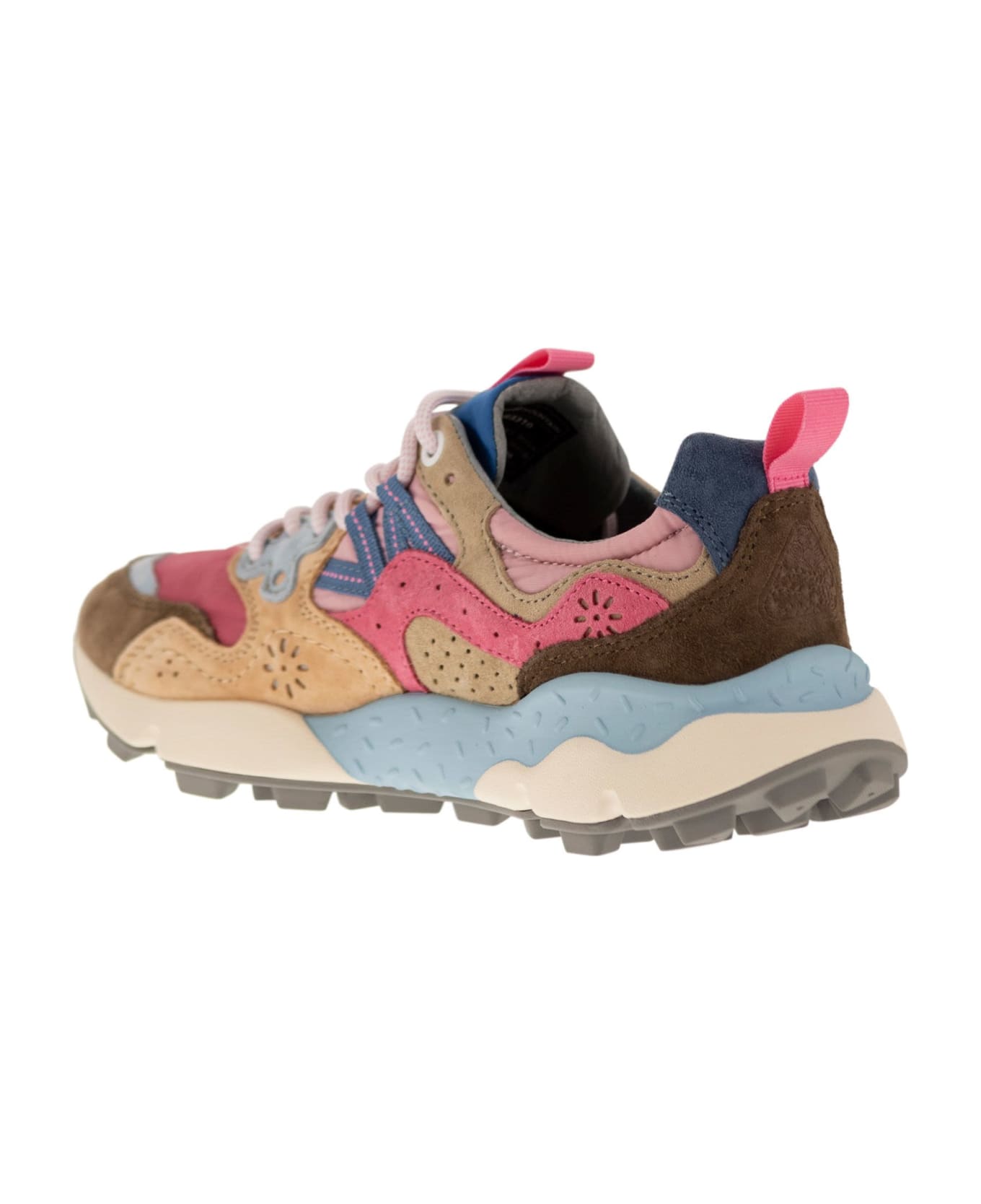 Flower Mountain Yamano 3 - Sneakers In Suede And Technical Fabric - Pink