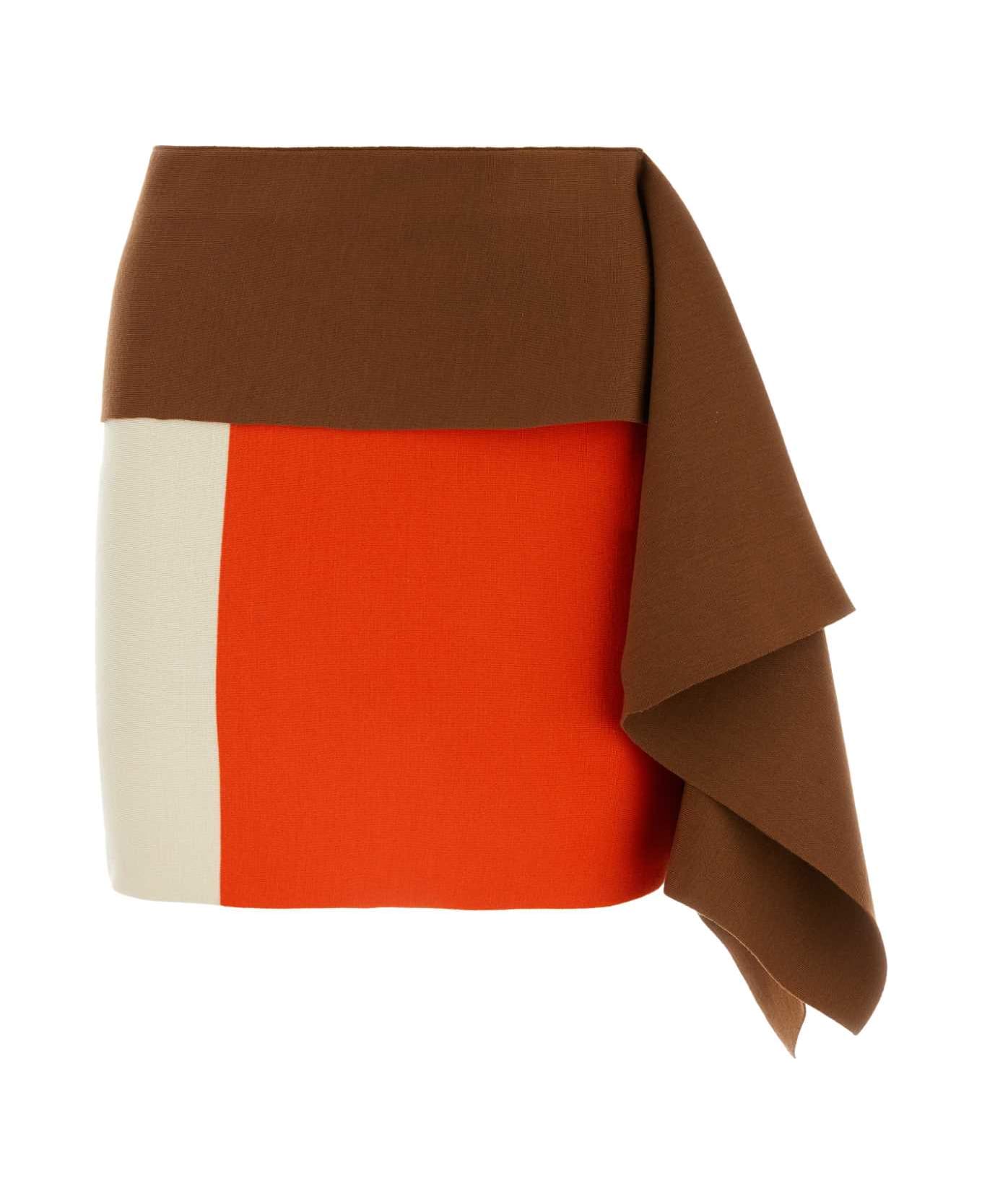Fendi Multicolor Wool Mini Skirt - MULTIMATTONE