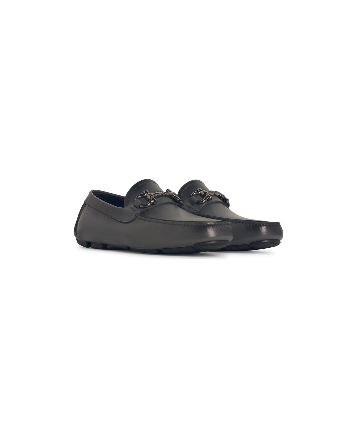 Ferragamo Black Leather Loafers - Black