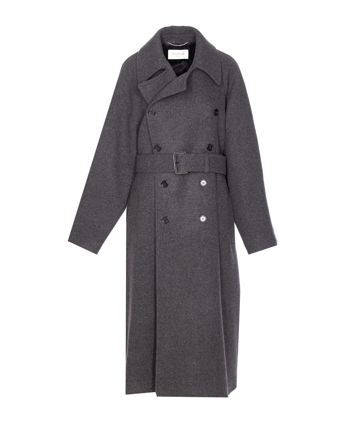 Saint Laurent Double Breasted Coat - Grey