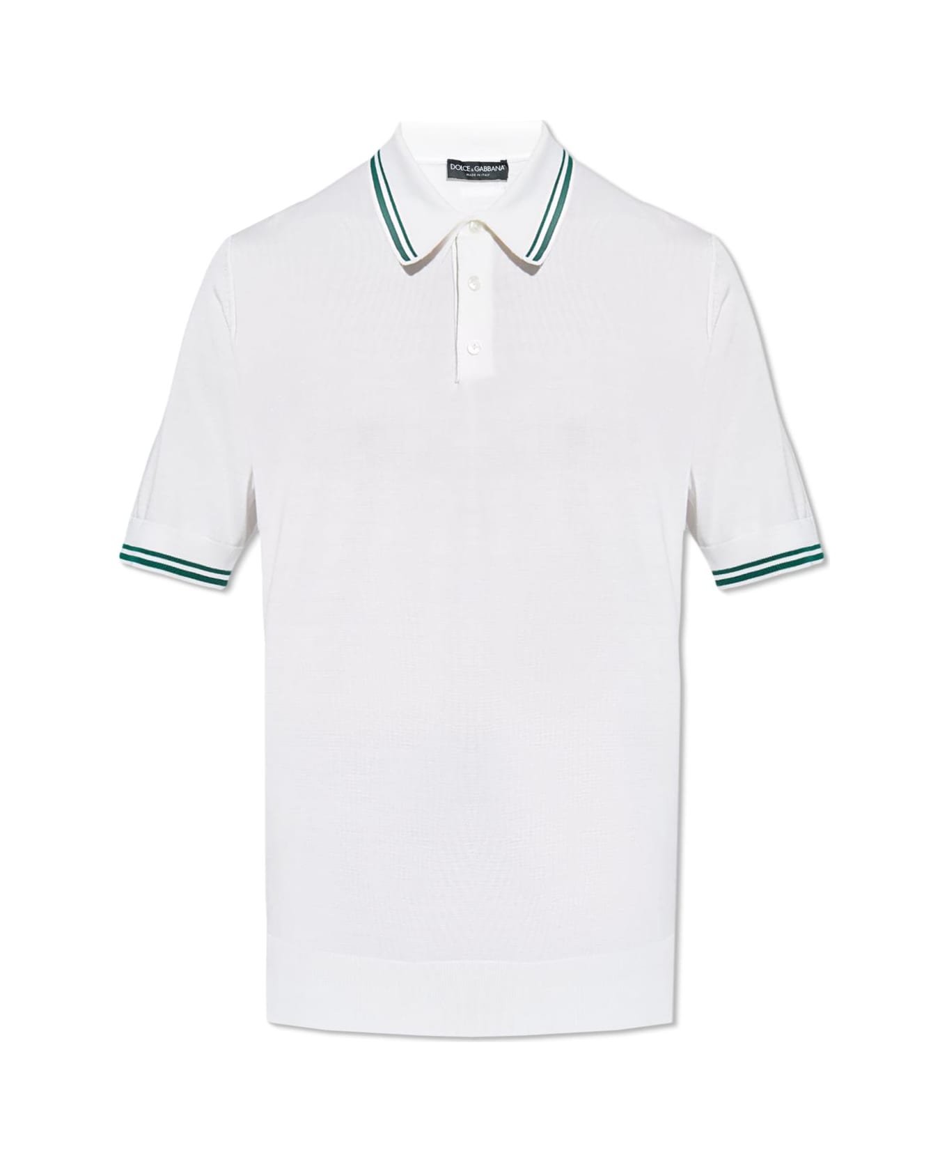 Dolce & Gabbana Silk Polo With Logo Application - White