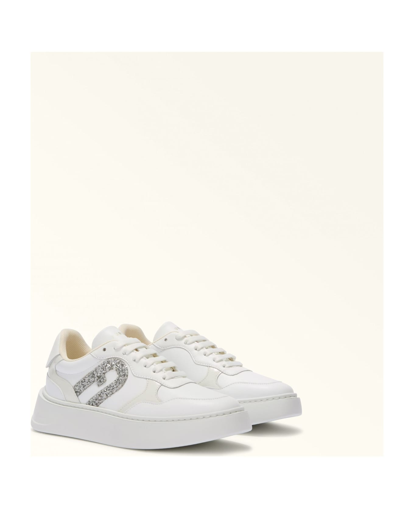 Furla Leather Sneakers White Color - Talc