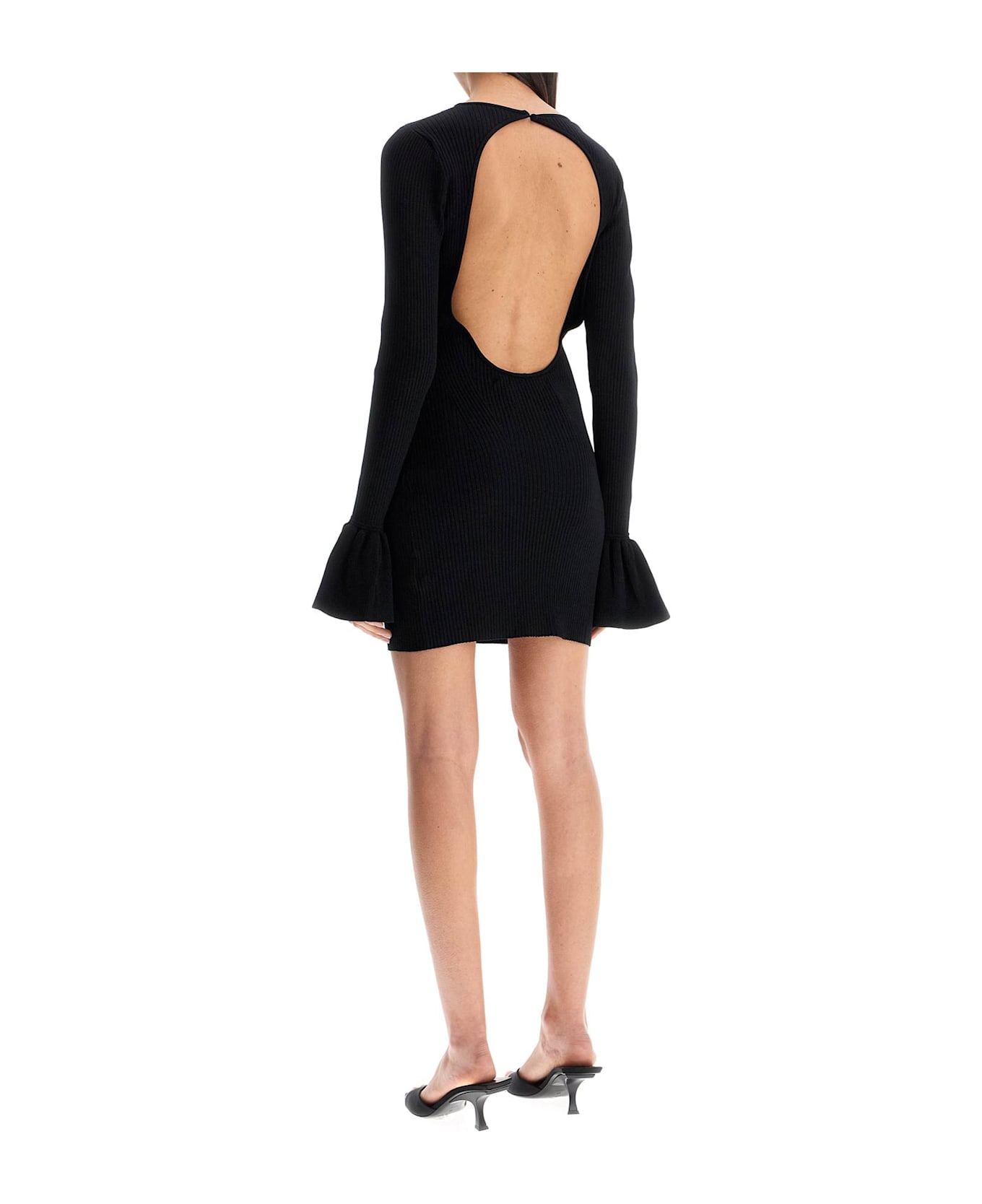 Rotate by Birger Christensen Ribbed Knit Mini Dress - BLACK (Black)