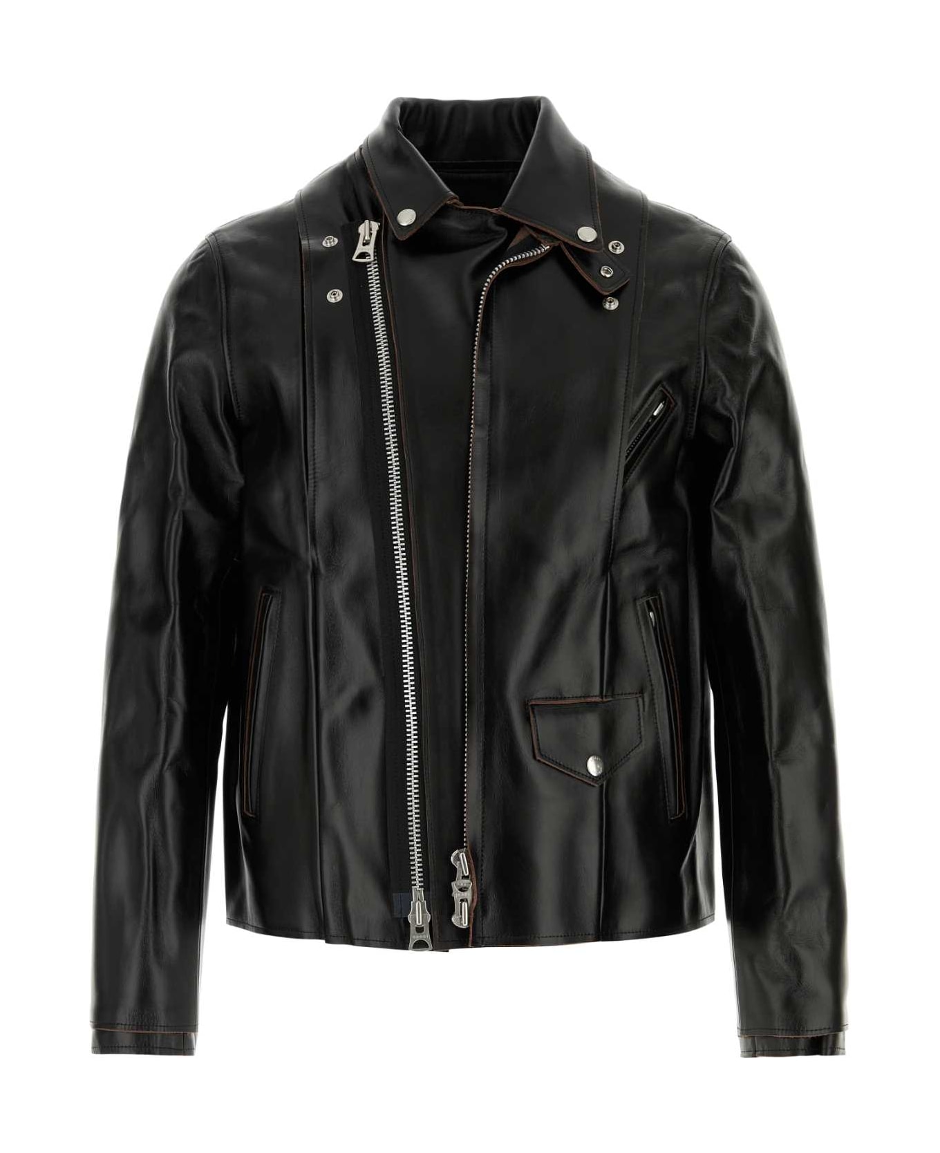 Sacai Black Leather Jacket - BLACK ベスト