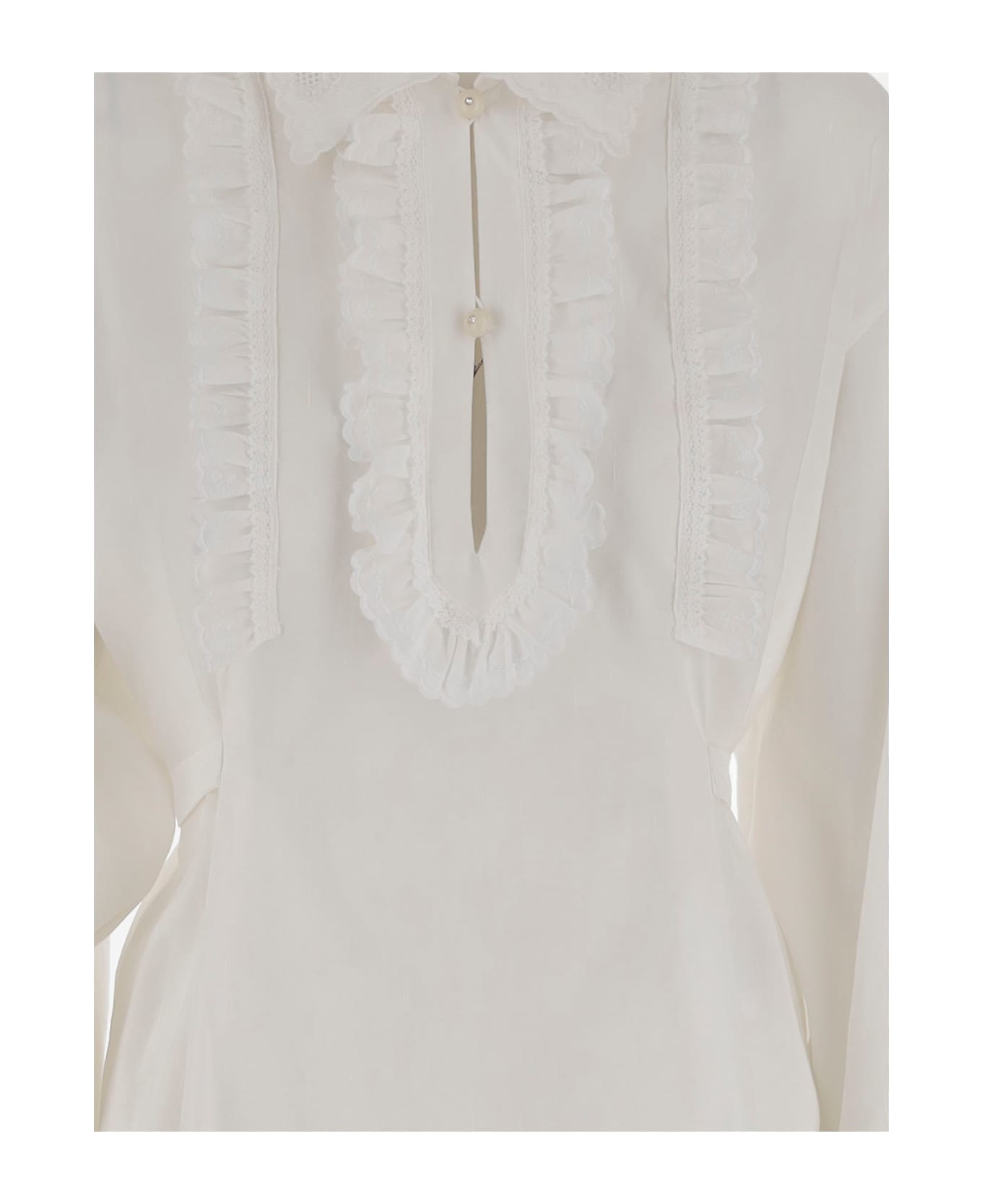 Valentino White Cotto Blend Shirt Dress - BIANCO