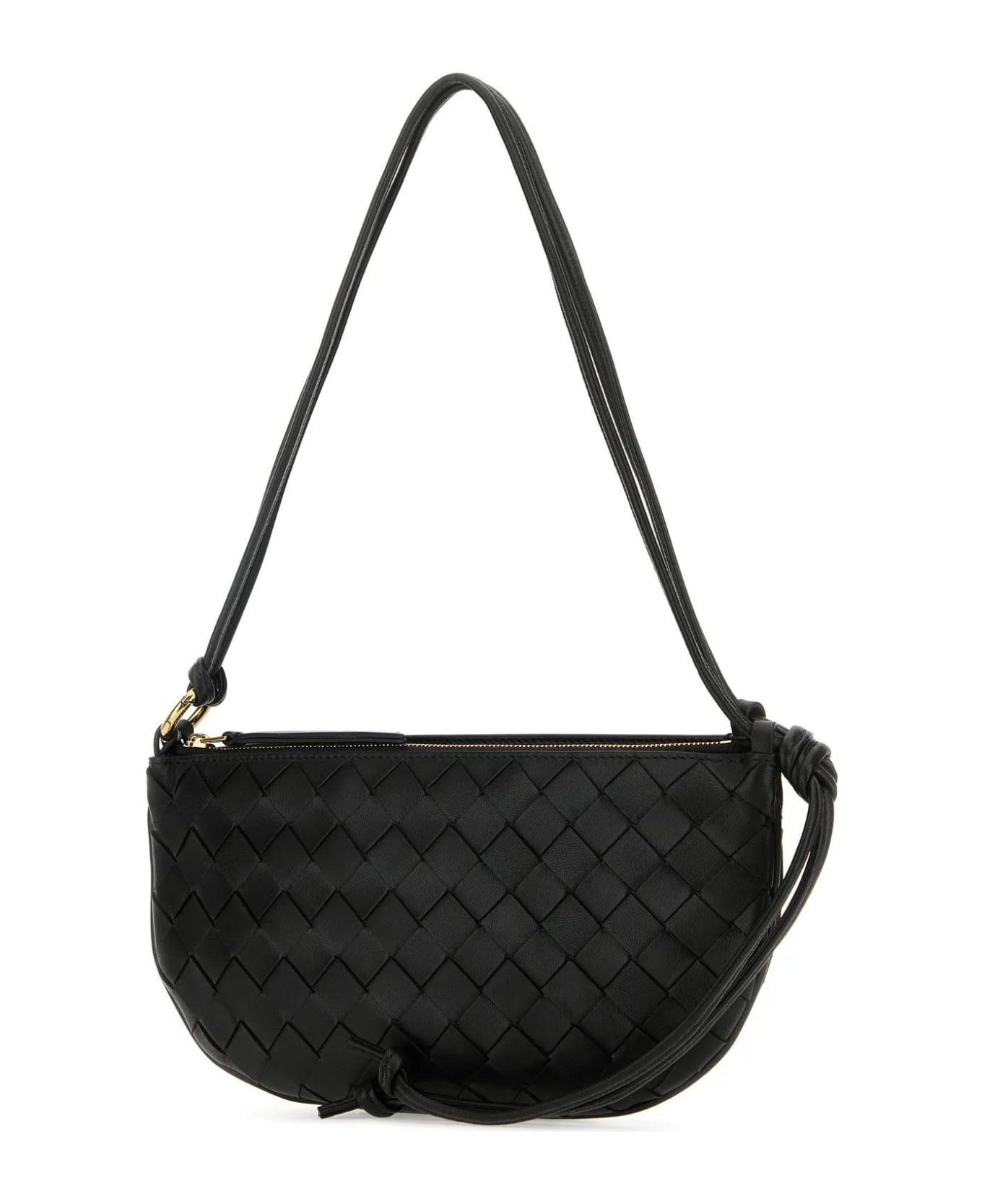 Bottega Veneta Black Leather Gemelli Shoulder Bag - BLACKMBRASS