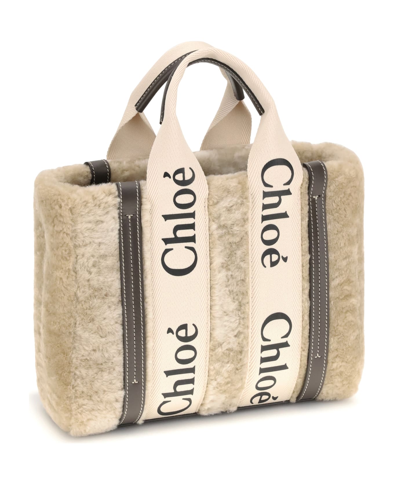 Chloé Small Woody Shearling Tote Bag