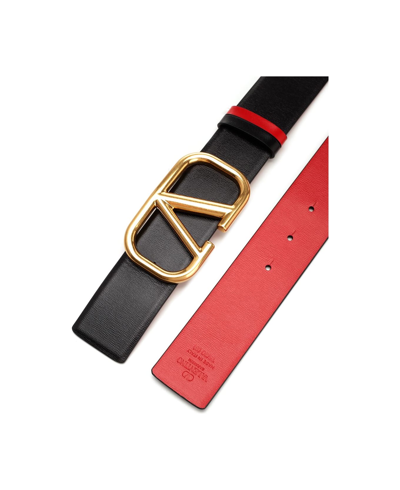 Valentino Garavani 'v Logo' Reversible Belt - Nero-rouge Pur