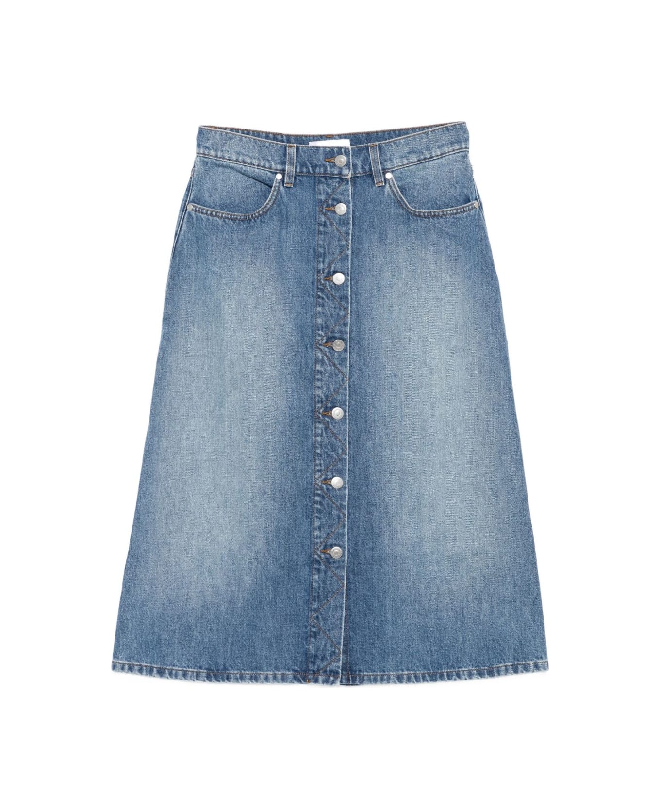 Stella McCartney Denim Cotton Midi Skirt - Blue