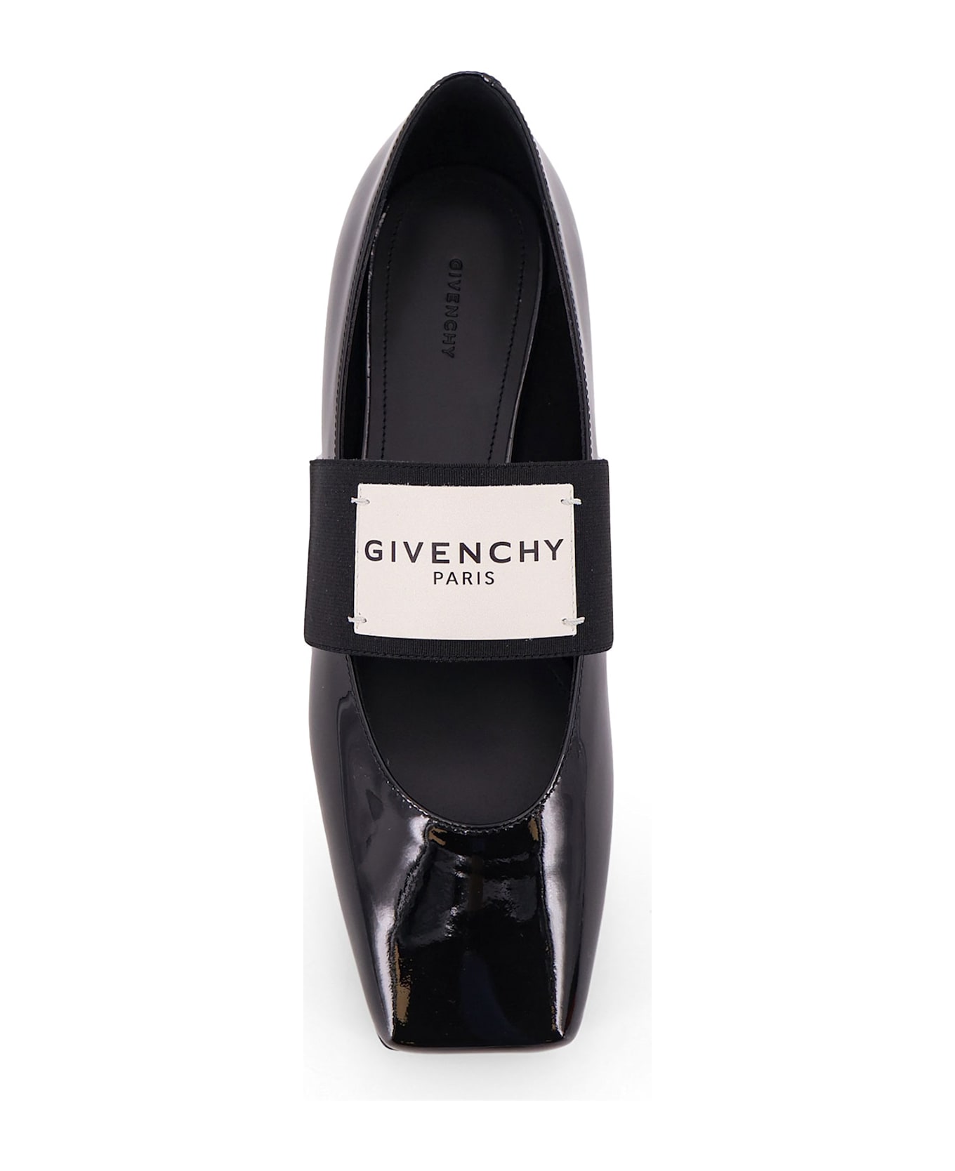Givenchy Patent Leather Ballerinas With Maxi Logo Label - Black
