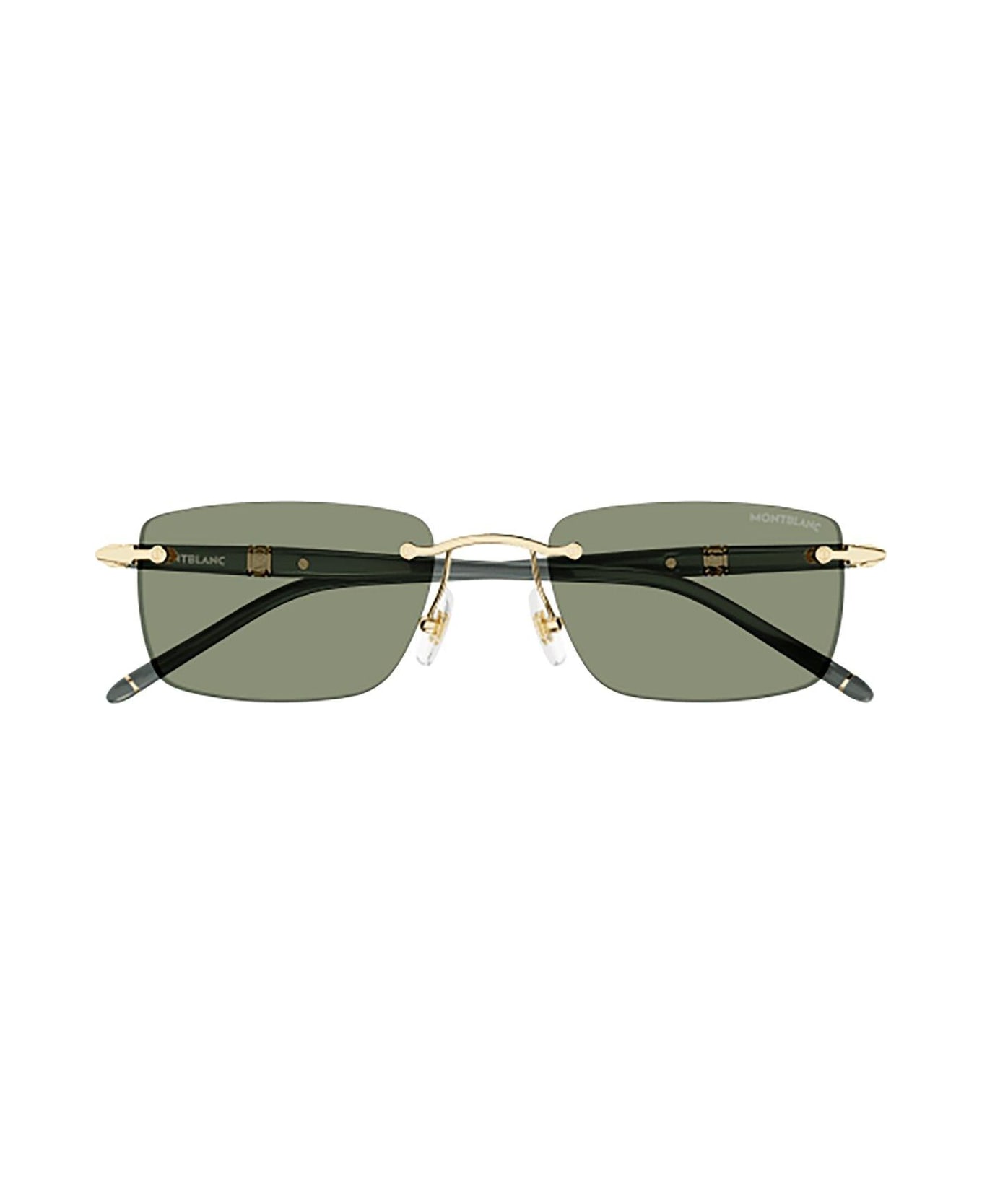 Montblanc Rectangle Frame Sunglasses - 005 gold grey green