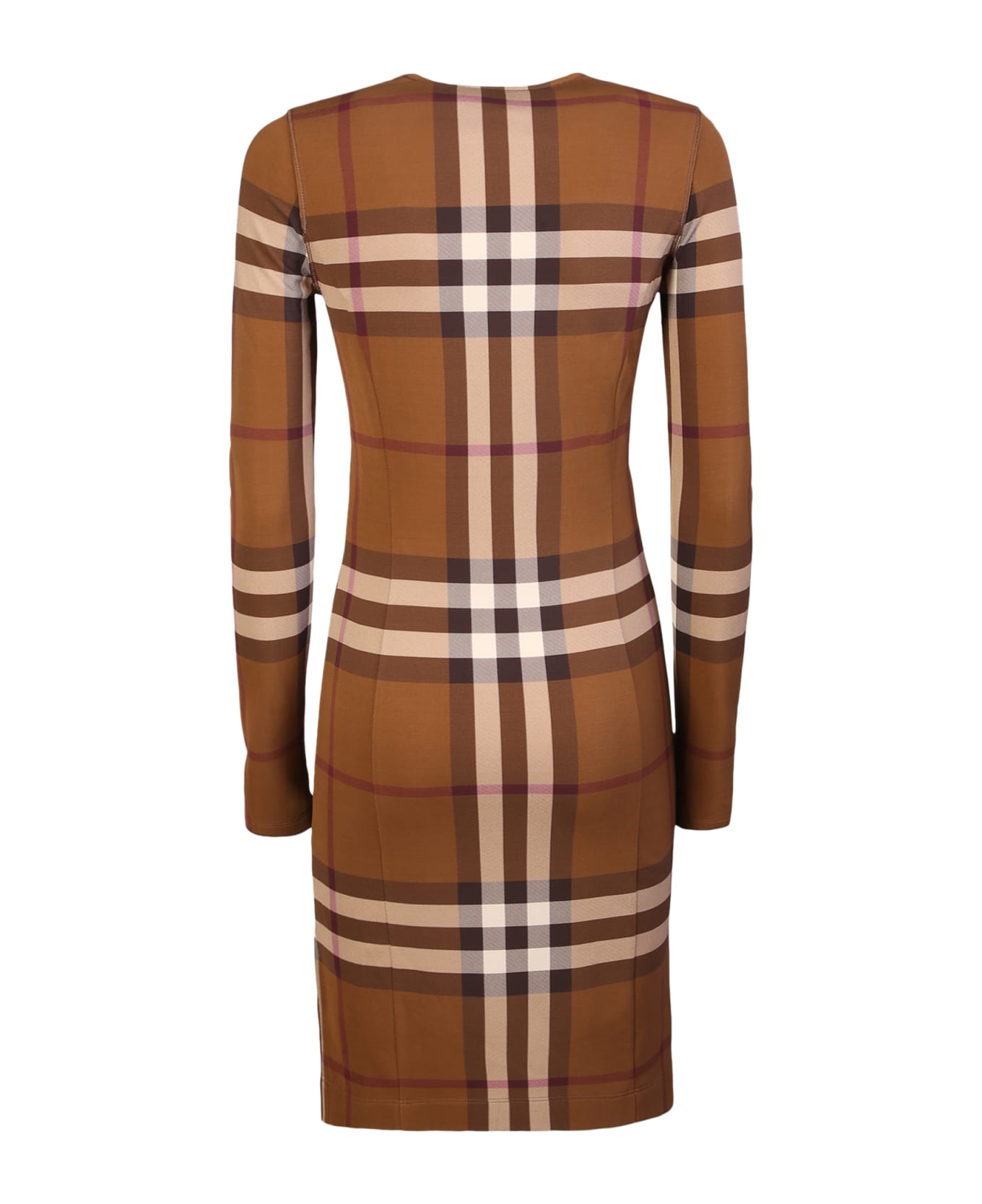 Burberry Check Motif Midi Dress - Brown