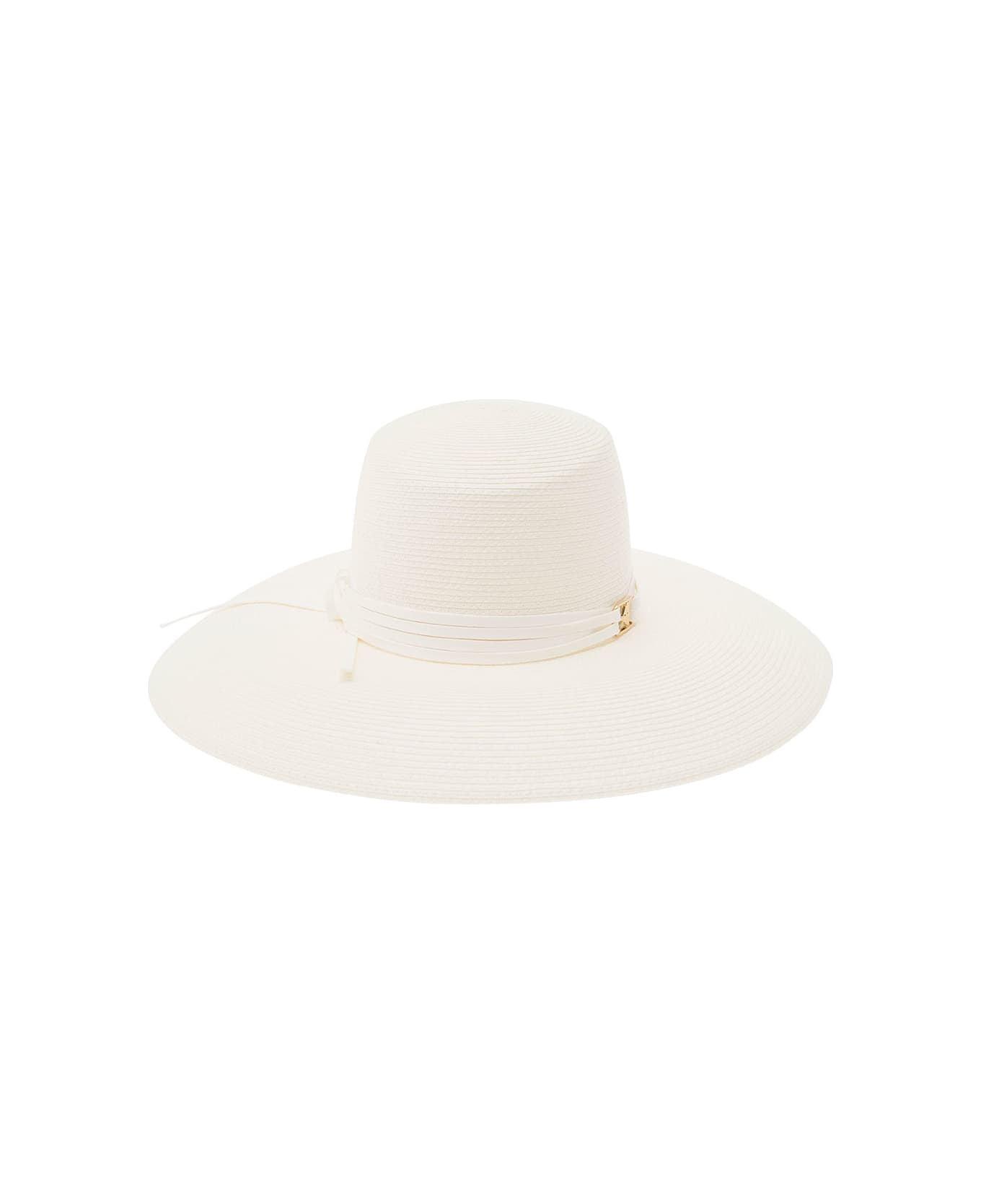 Alberta Ferretti White Wide Hat In Straw Woman - White