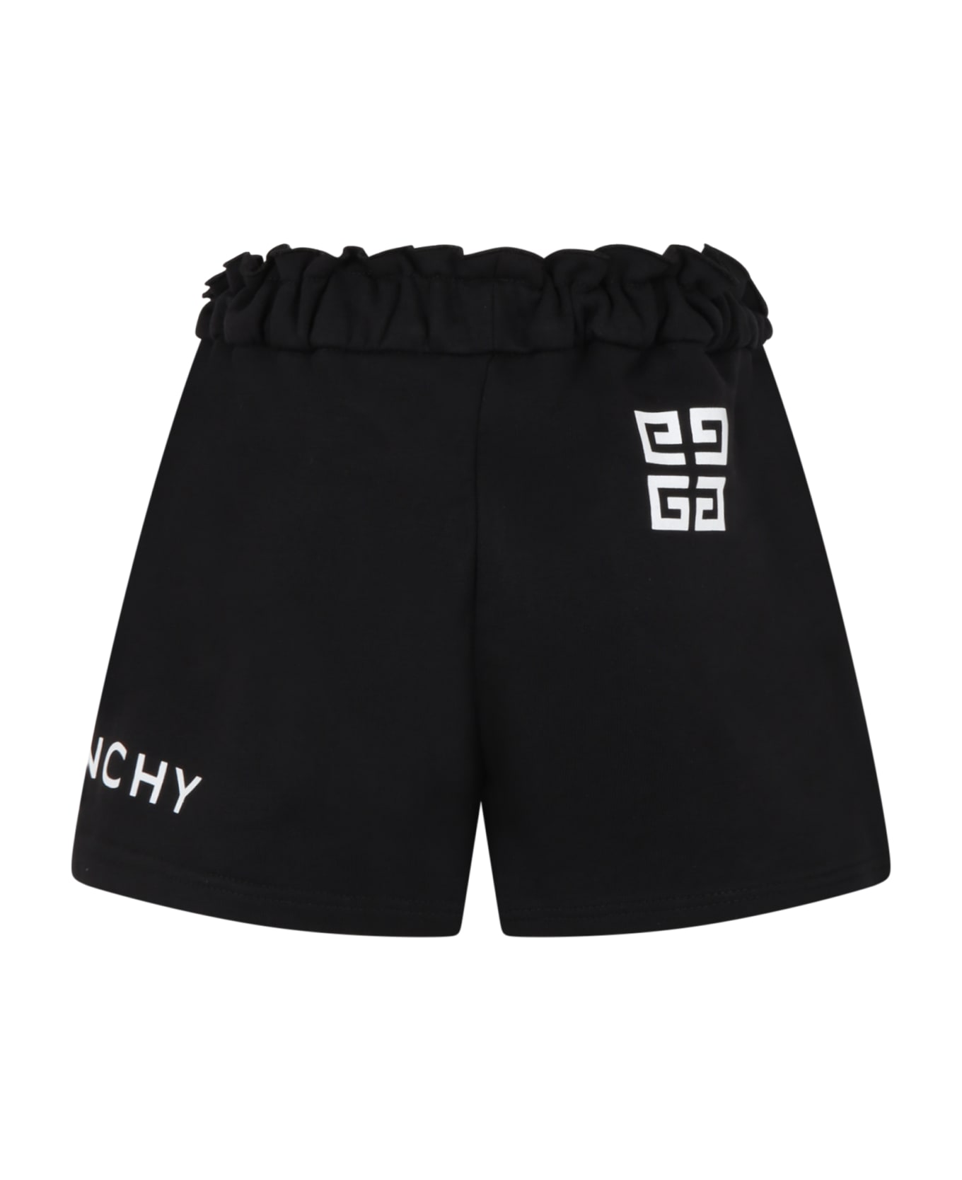 Givenchy Black Shorts For Baby Girl With White Logo - Nero