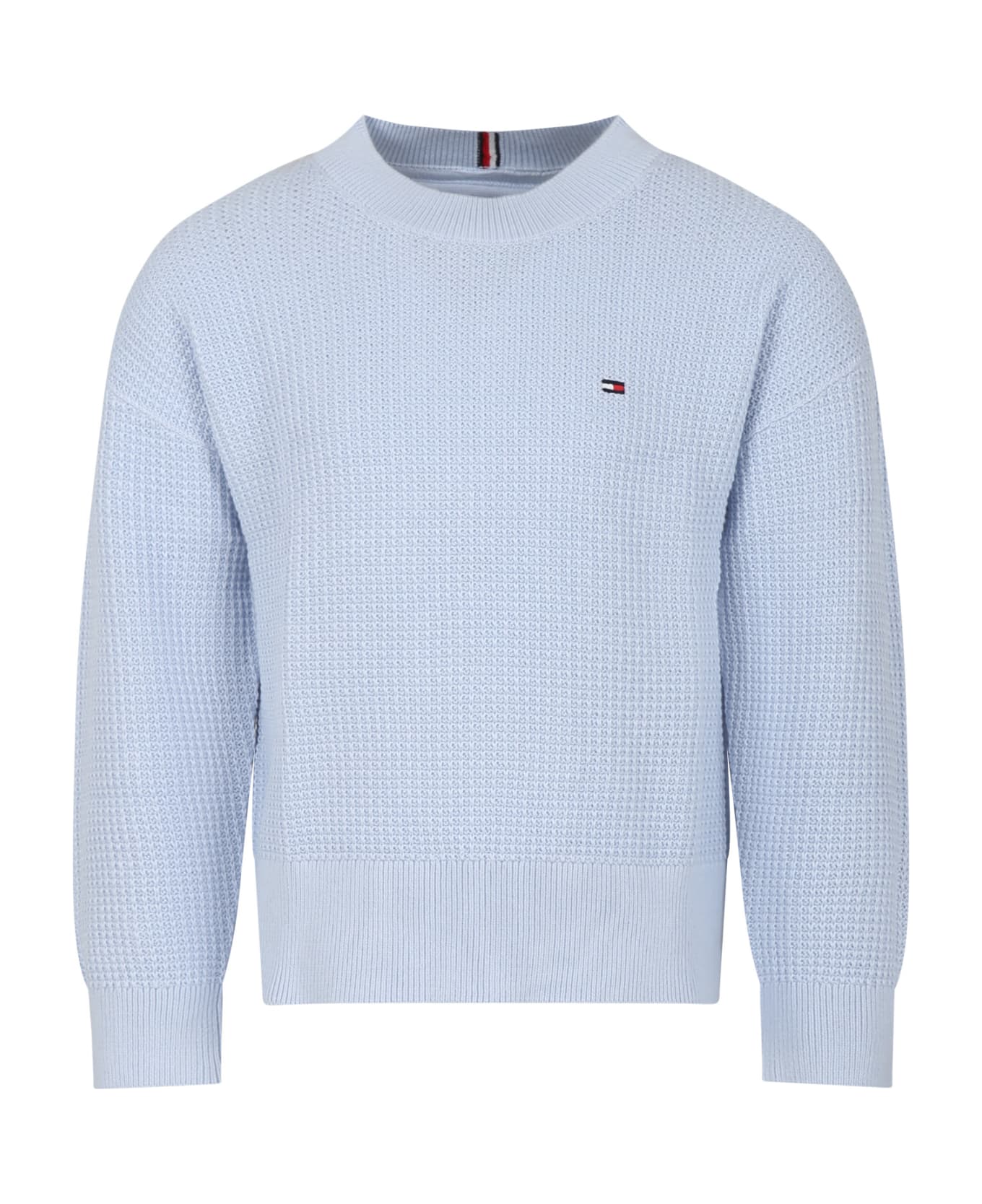 Tommy Hilfiger Sky Blue Sweater For Boy With Logo - Light Blue