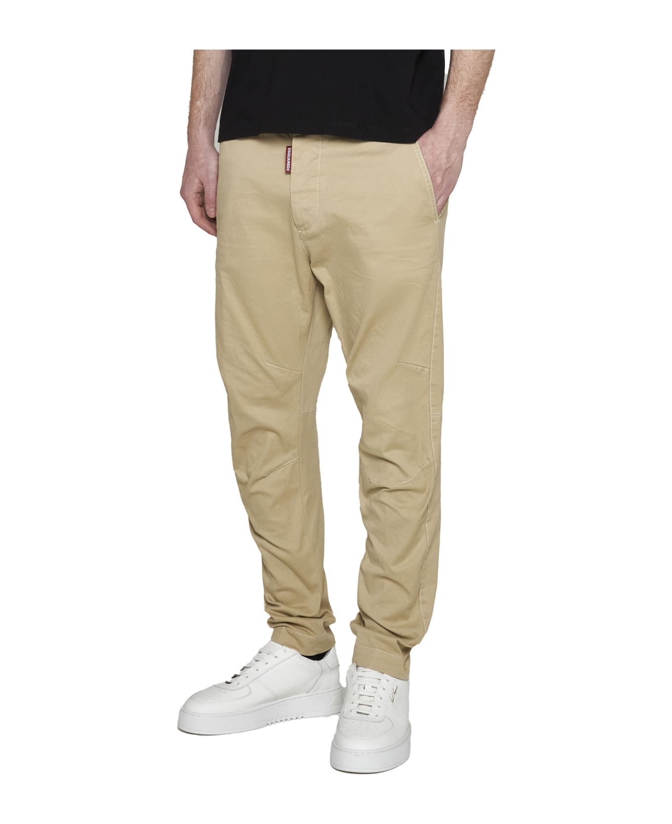 Dsquared2 Buttoned Zip Chino Trousers - Nude & Neutrals
