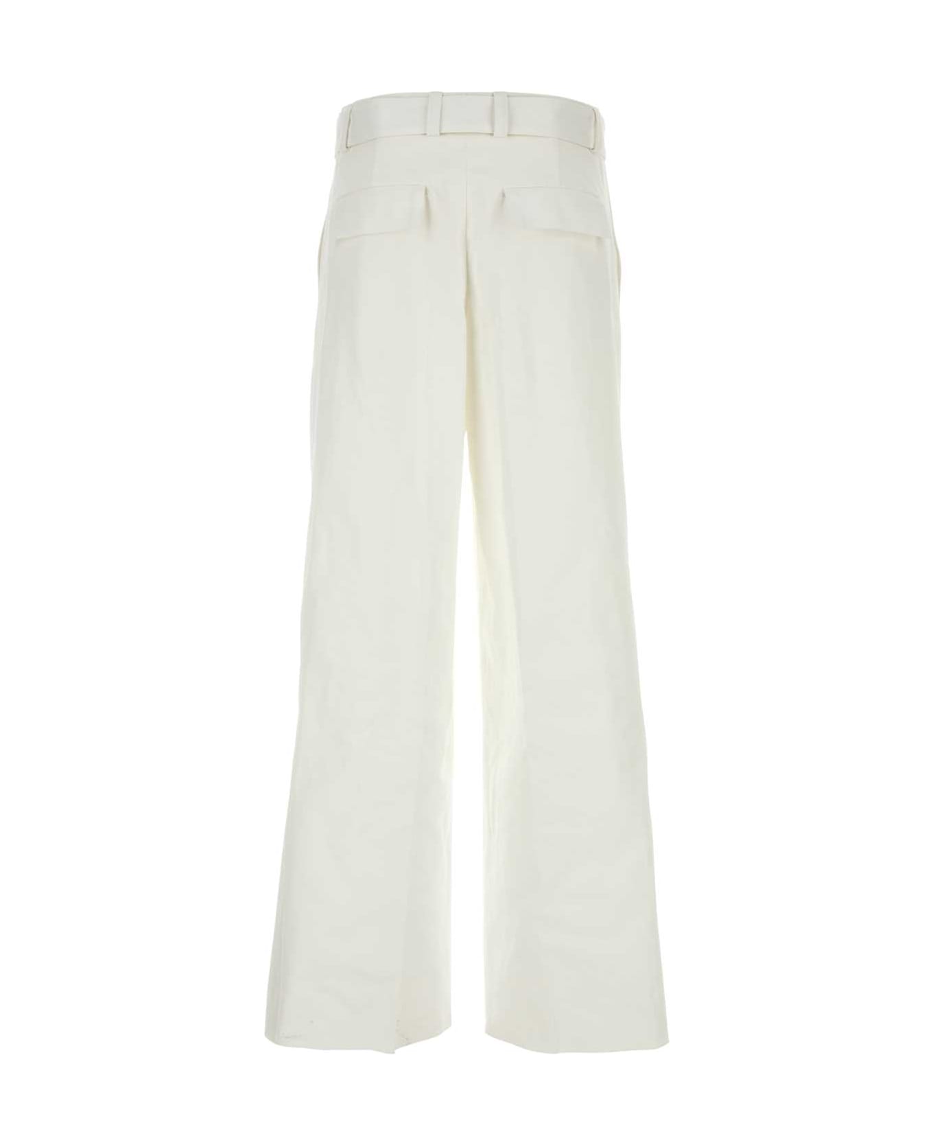 Jil Sander White Cotton Wide-leg Pant - 100