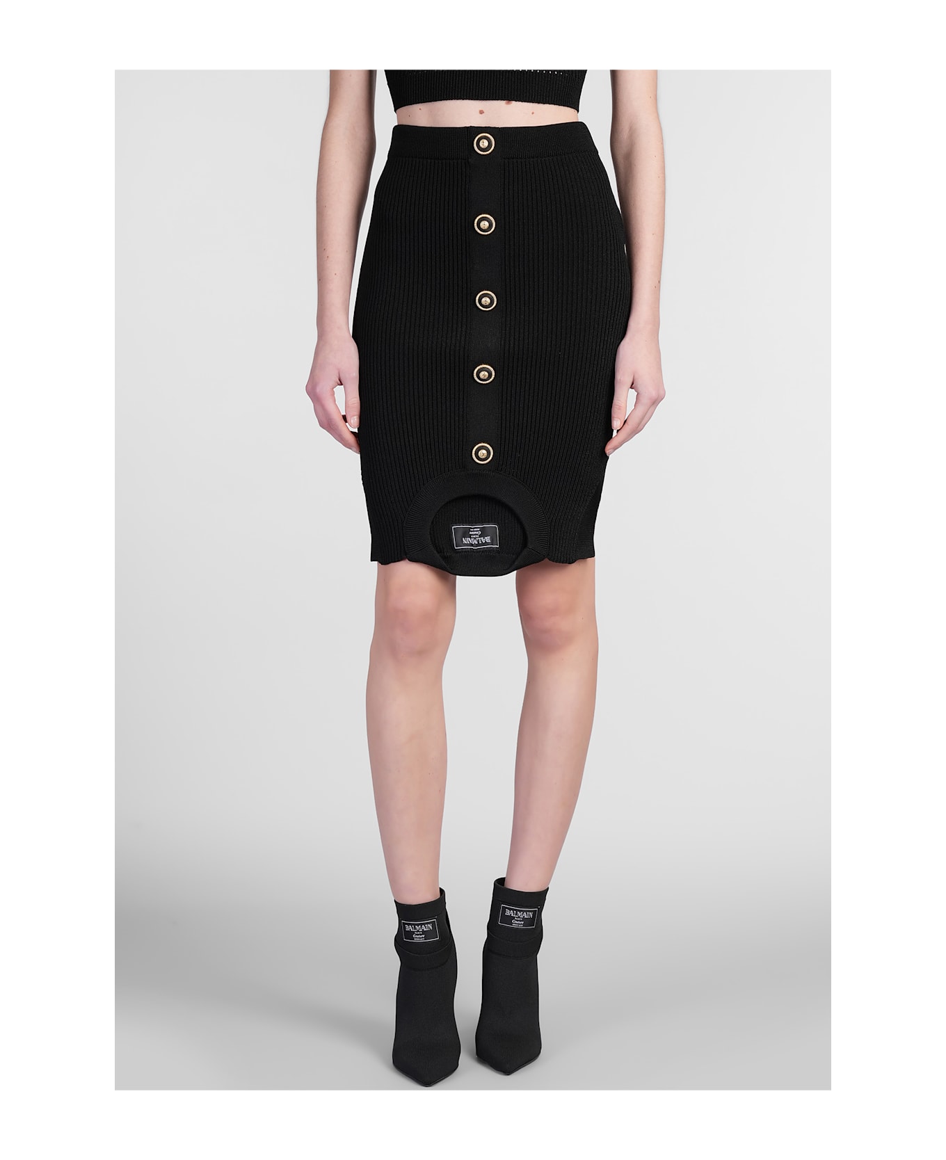 Balmain Skirt In Black Viscose - black