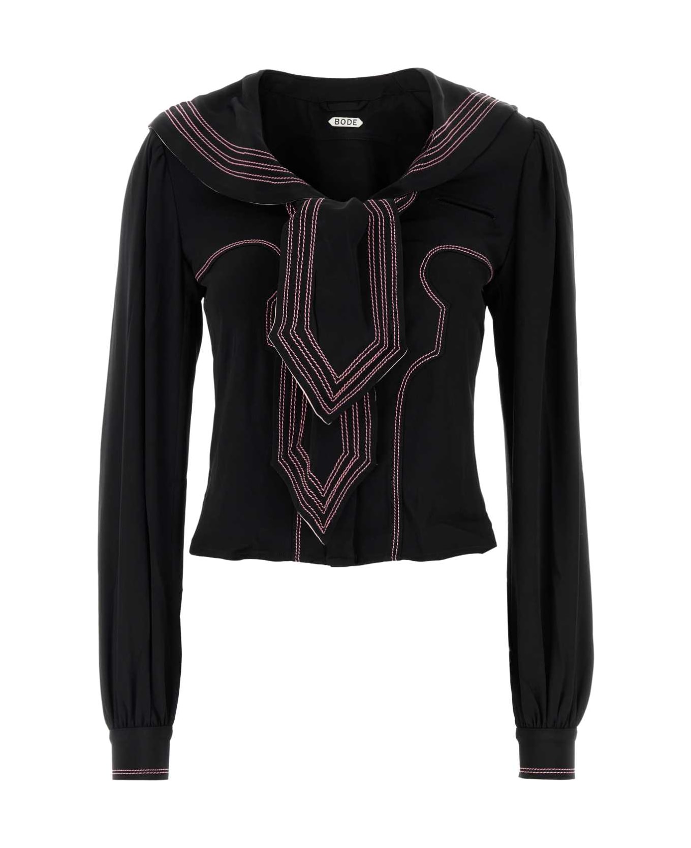 Bode Black Silk Seafarer Shirt - BLACK